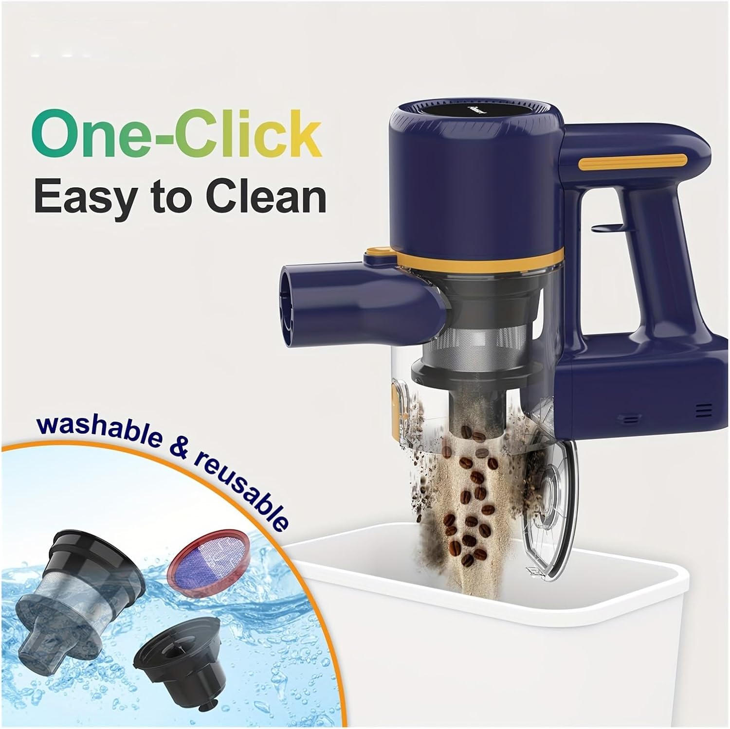 Stick Vacuum Cleaner, 20KPa Powerful Suction, 6-in-1 Cordless Vacuum, 180° Foldable Tube, Lightweight For Hard Floor Carpet Pet Hair Car Home Cleaning(N7S Blue)