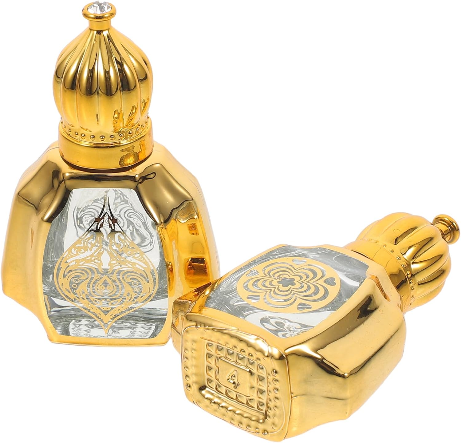 2pcs 10Ml Glass Roller Bottles for Perfume and Essential Oils, Portable Refillable Aroma Bottles with Gold Roller Balls, Household Cosmetic Accessory for Travel and Daily Use