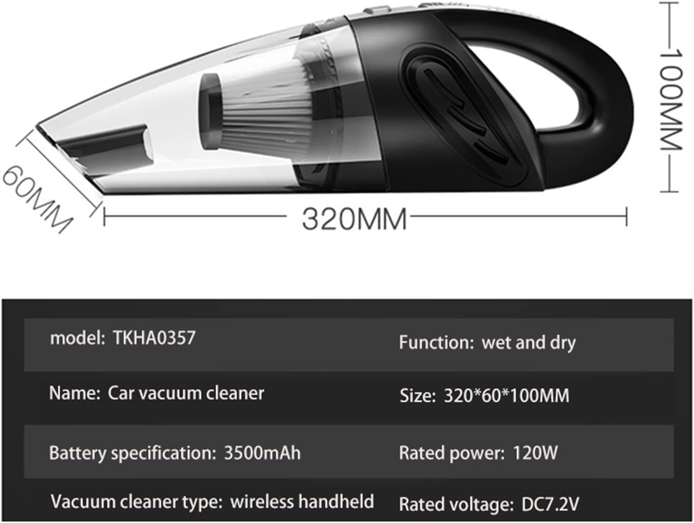 Car Vacuum Cleaner, Portable High Power Mini Handheld Vacuum Cleaner for Wet and Dry Cleaning, 16 Ft Cord for Home, Pet Hair, Car Cleaning