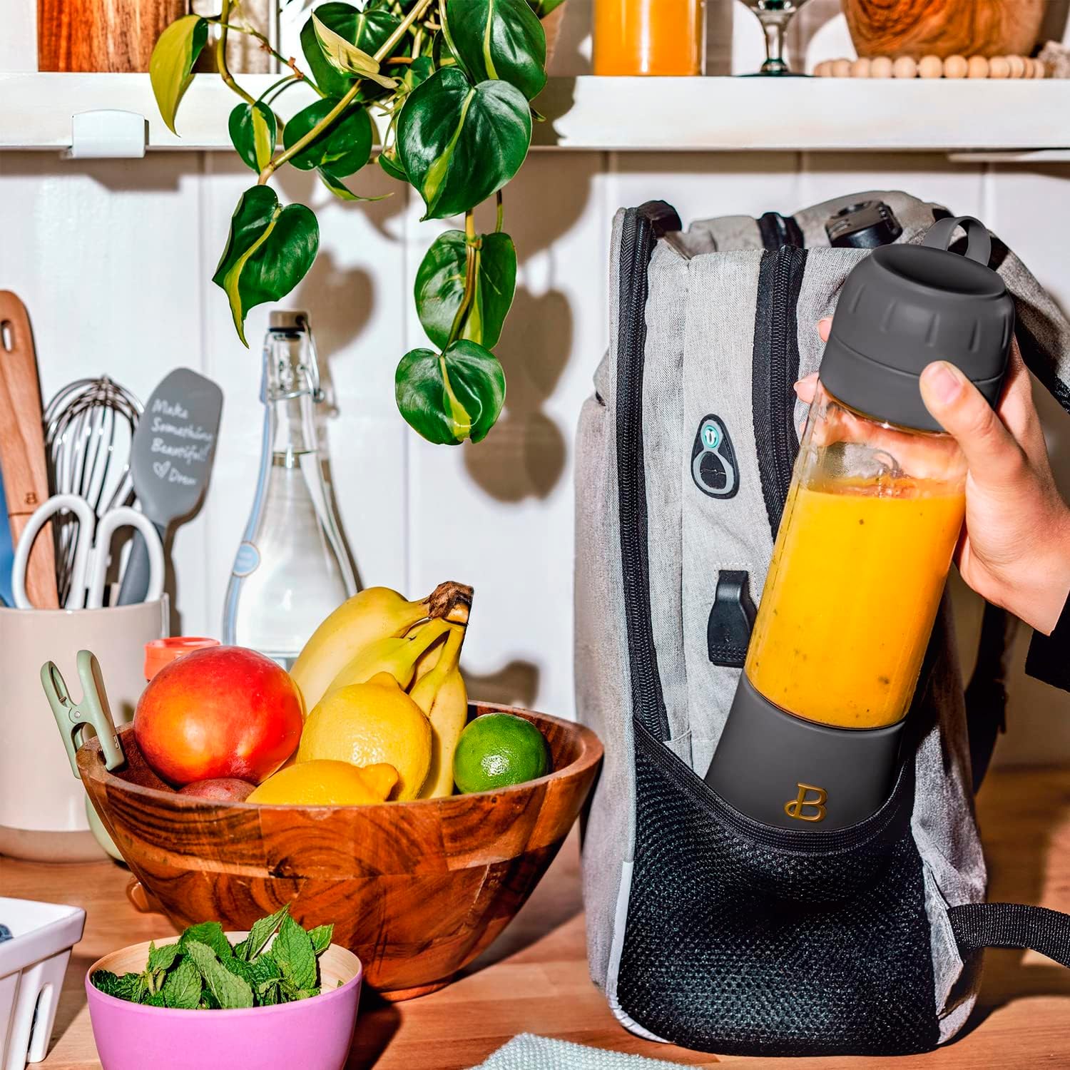 Beautiful Portable Blender,by Drew Barrymore, 70 Watts, 18.5 OZ (Oyster Gray)