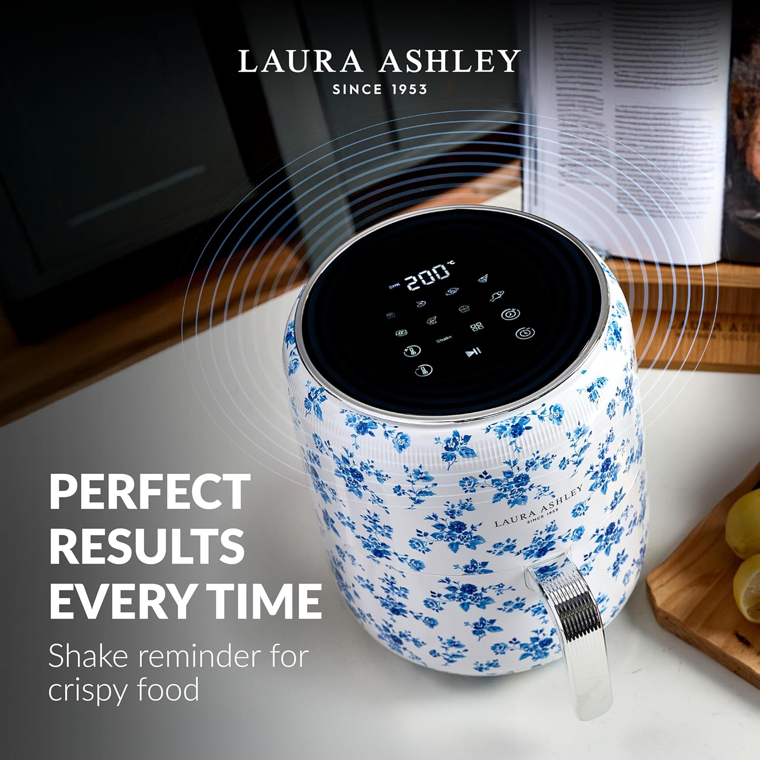 Laura Ashley Digital 9-in-1 Large Air Fryer 4.75 Quarts | Beautiful Air Fryer with China Rose Floral Print | Compact Airfryer with Rapid Air Technology for Healthy & Energy-Efficient Cooking