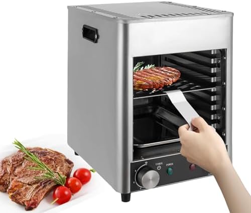 1700W Electric Steak Broiler, Indoor Commercial Steak Grill, Automatic Steak Smoker Broiler, Toaster Oven Microwave Combo, Air Fryer Oven, Time Temp Adjust,110V
