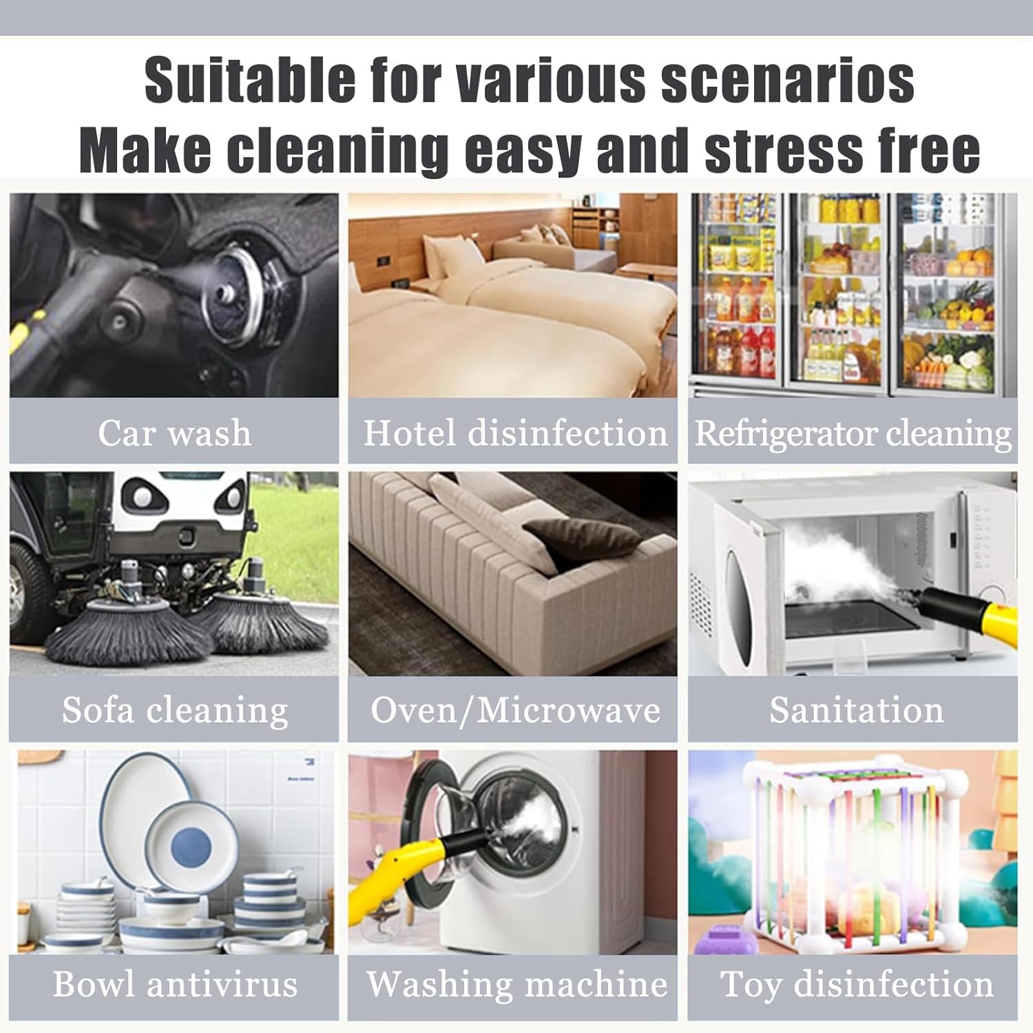 3000W High Pressure Multi Use Steam Washer, 3.5L Portable Steamer Cleaning Machine, with 9 Brush Heads, for Kitchen Home Use,Upholstery, Bathroom, Grout and Tile, Car Detailing
