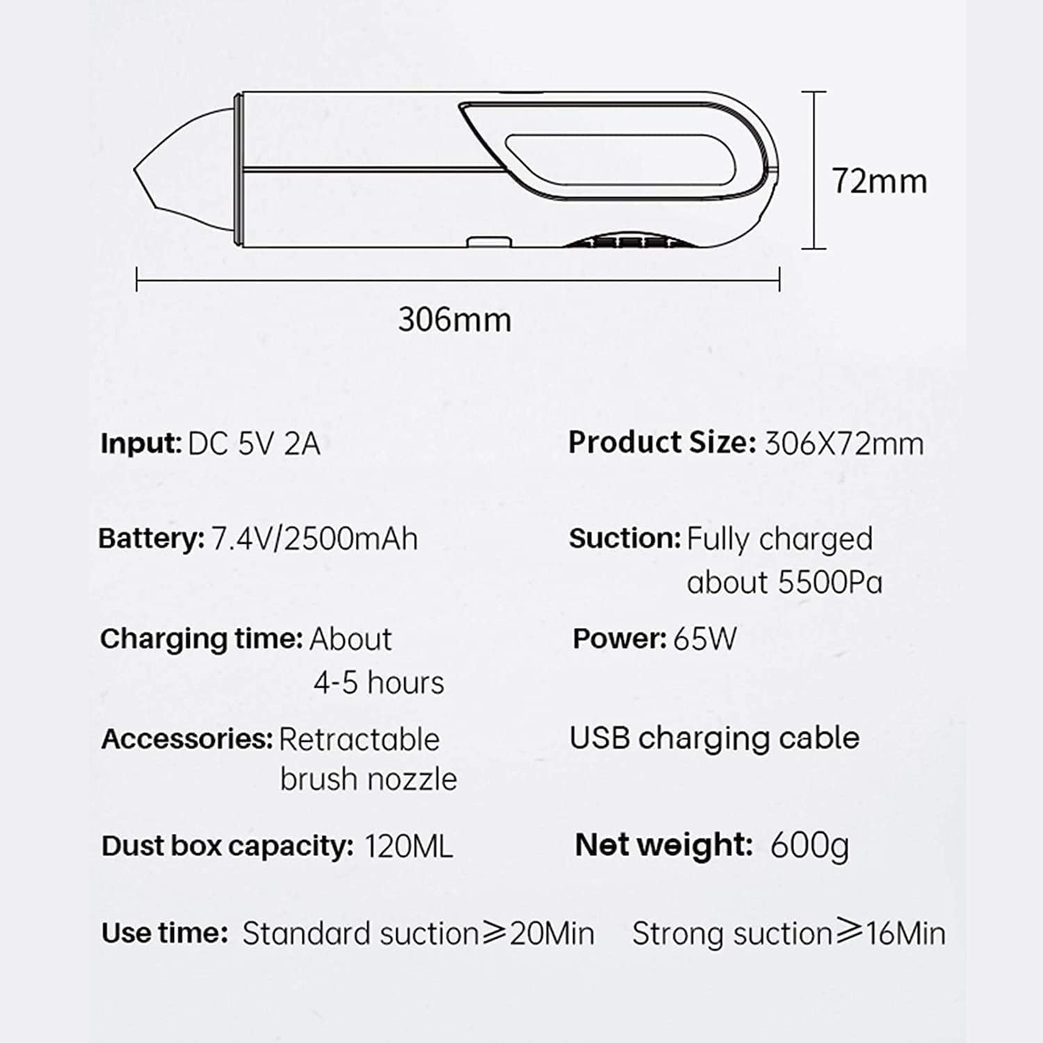 Handheld Vacuum Cordless, Handheld Vacuumwith Rechargeable, Portable High-Power Cyclone Dust Collector Wet and Dry Vacuum Cleaner Suitable for Cleaning Household Pet Fur Cars