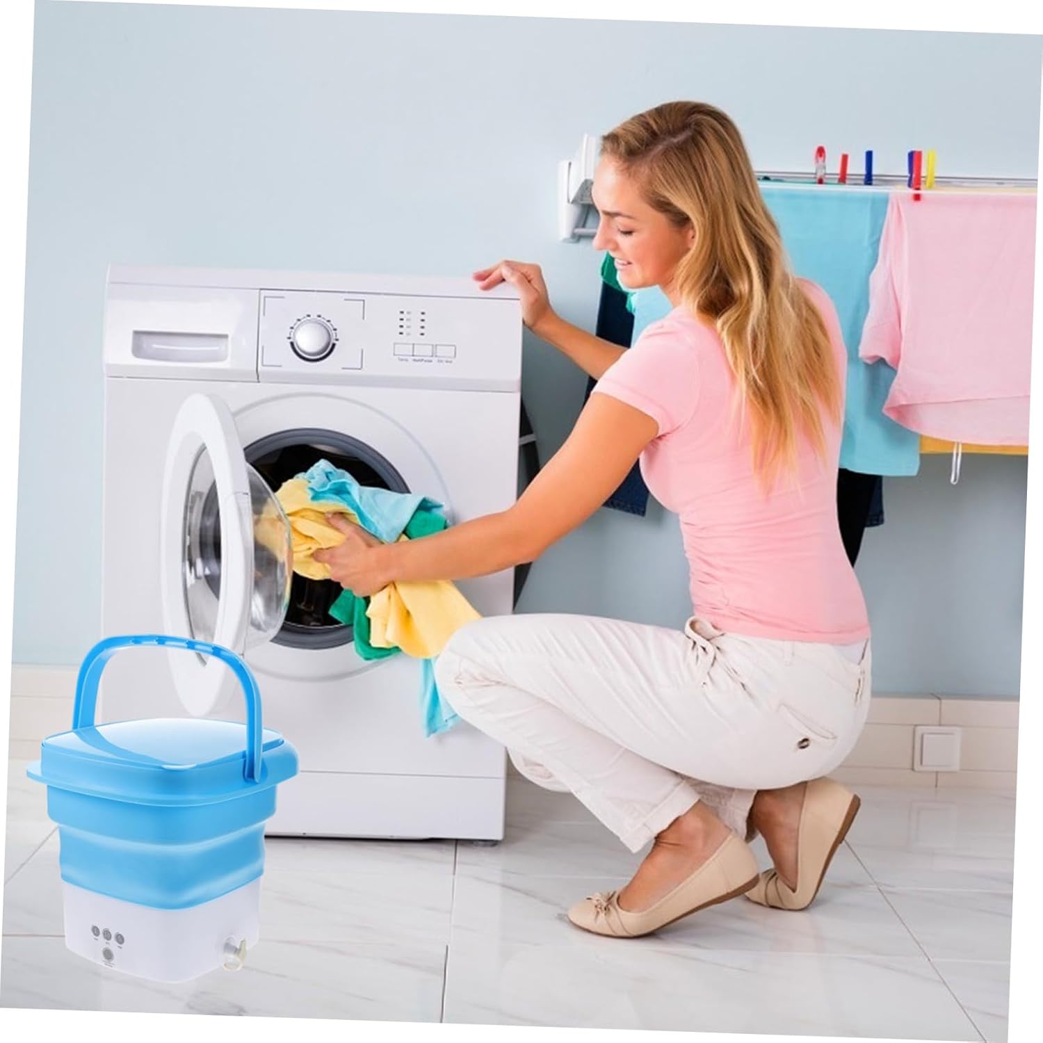 -in-one Portable Washer Machine 2.8l Capacity High-power Motor and Foldable for Easy Storage Travel