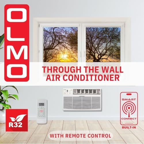 OLMO TTW 12,000 btu 230V Through-the-Wall Air Conditioner with Remote Control and built in Smart Kit, Cooling Only (R32 Refrigerant)