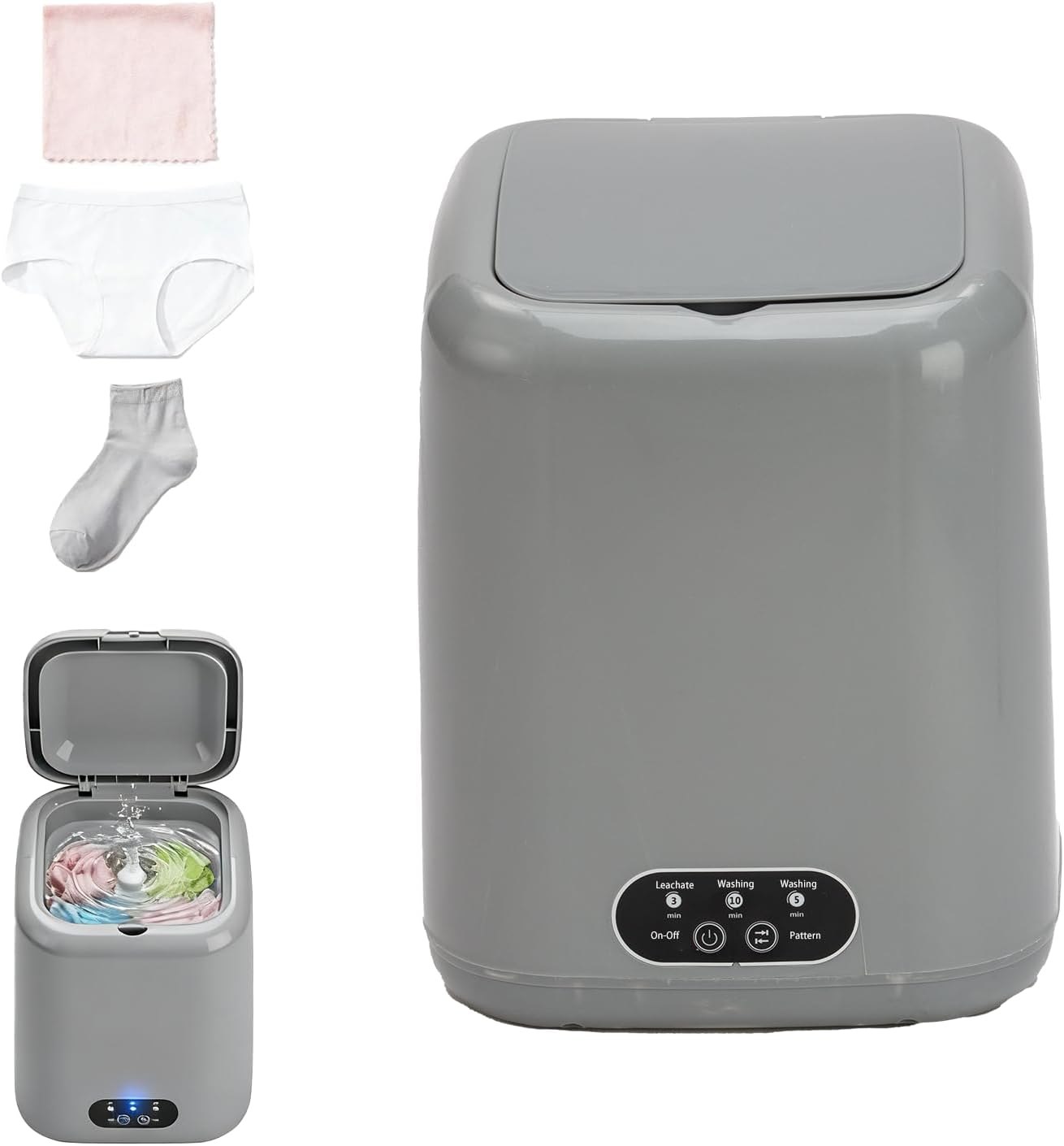 Portable Washing Machine AMZNR, Mini Compact Washer & Dryer Combo, Small Countertop Laundry for Apartments & RVs, Hand Wash Clothes, Lavadora Portatil (Grey)