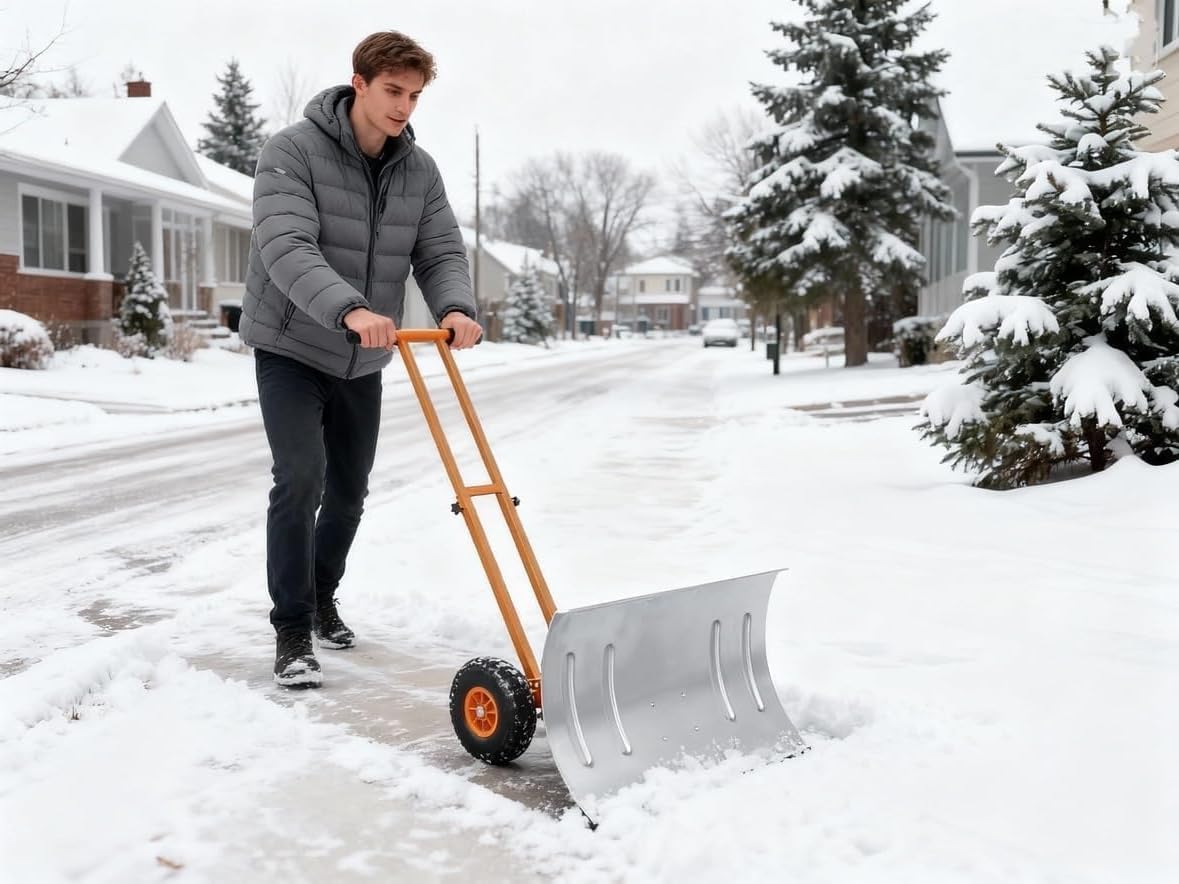 Dual-Rod Snow Shovel with Wheels, 29