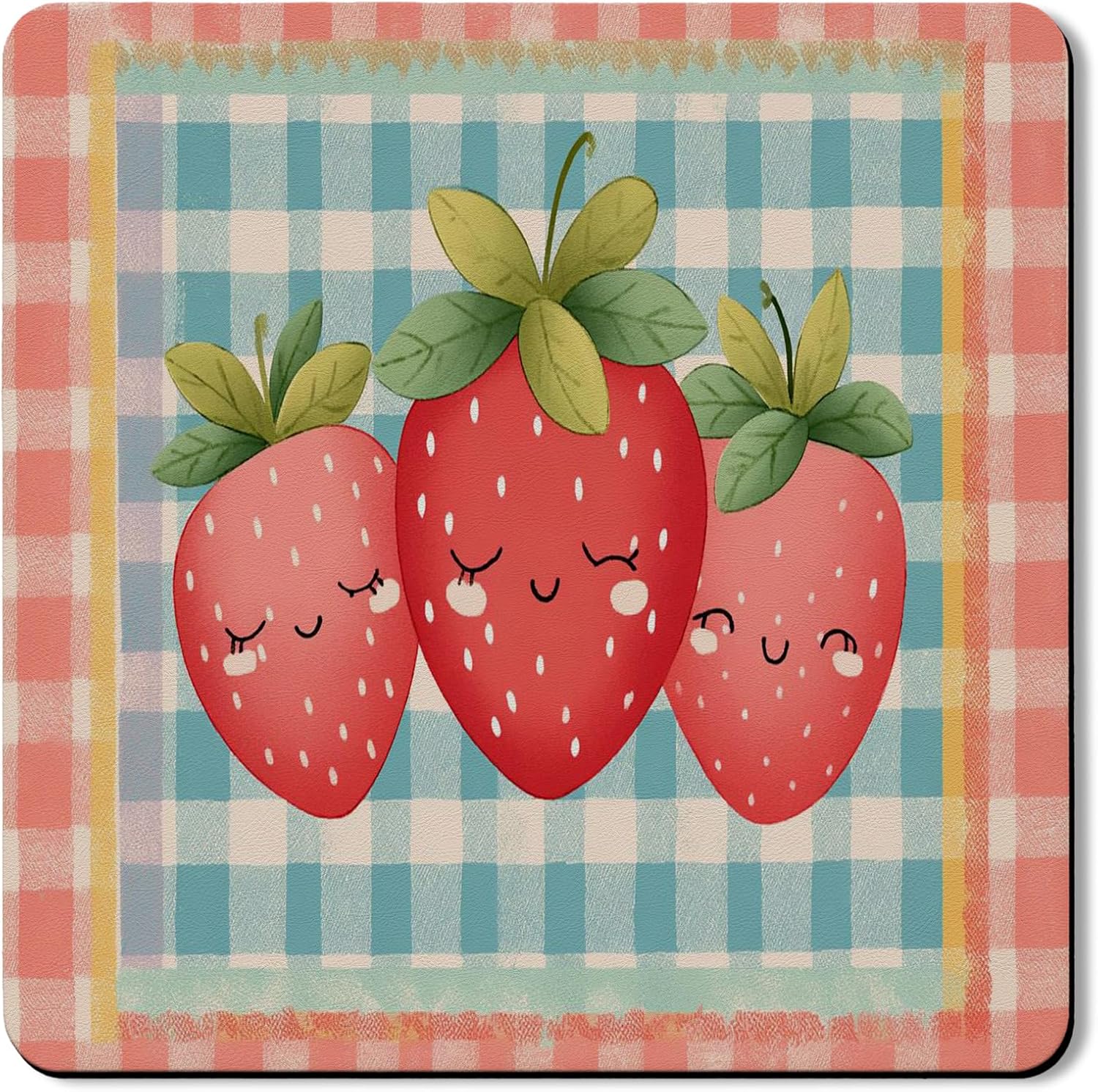 Cute Strawberry Washer Dryer Top Protector Mat, Cute Fruit Patterned Laundry Machine Dust Cover, Summer Rubber Anti-slip Waterproof Washer And Dryer Mats for Laundry Room 24x24 Inch