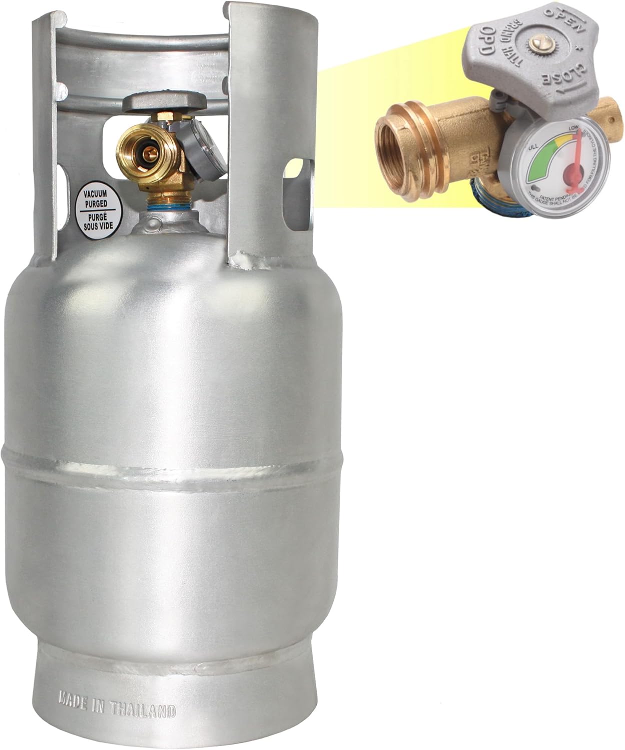 Flame King 5LB Aluminum Propane Tank with Gauge & OPD Valve, Corrosion-Resistant and Rust-Free, Lightweight, Great for Marine Applications, Grills and BBQs, Camping, Fishing, & Outdoor Activities