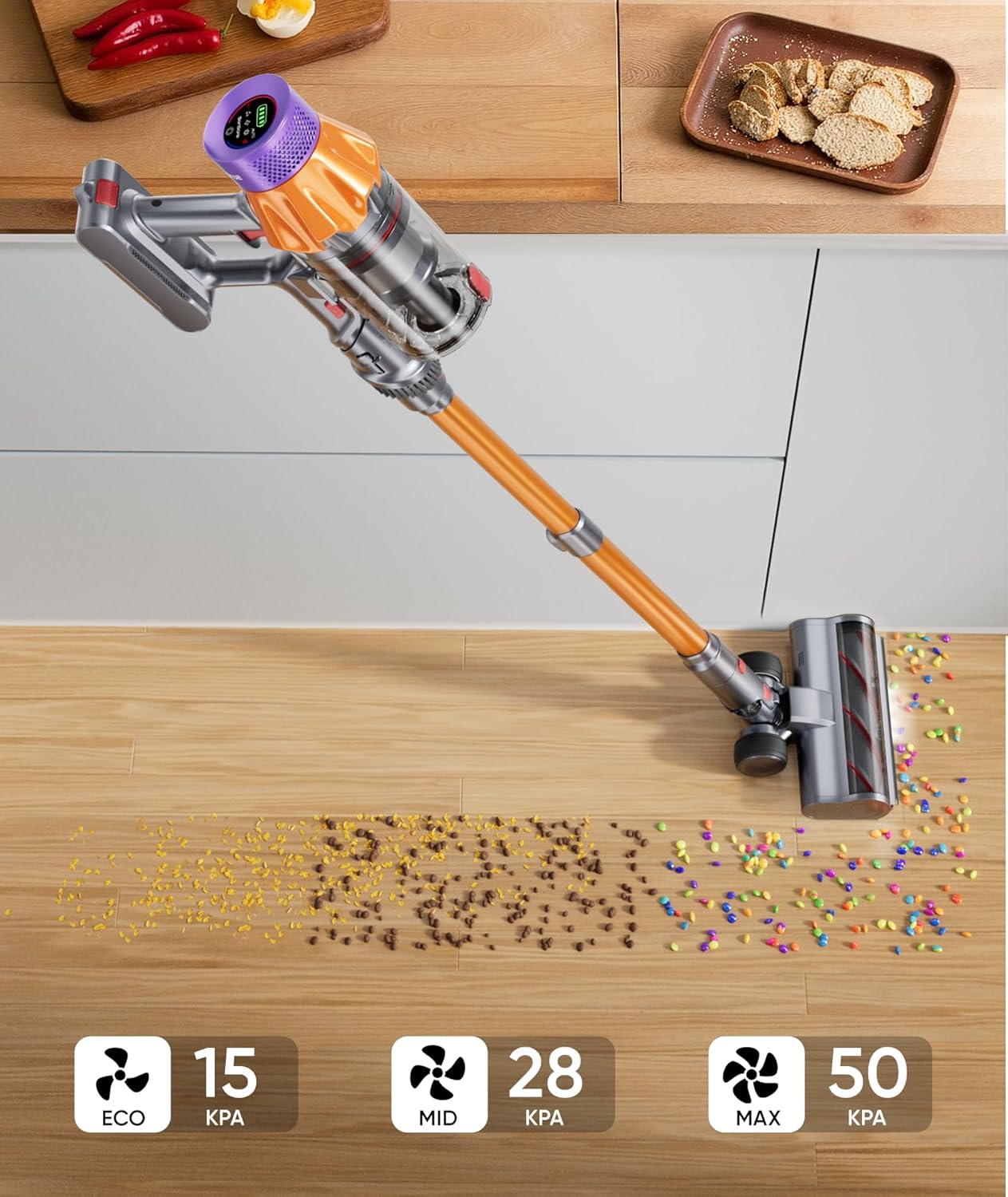 Cordless Vacuum Cleaner, 600W 50KPA 70Mins Vacuum Cleaners for Home,Stick Vacuum with Self-Standing ,Wall Mount Dock, 3.3Ft Hose,Aromatherapy, Household Vacuum for Pet Hair/Carpets/Hardwood（X7A Pro）