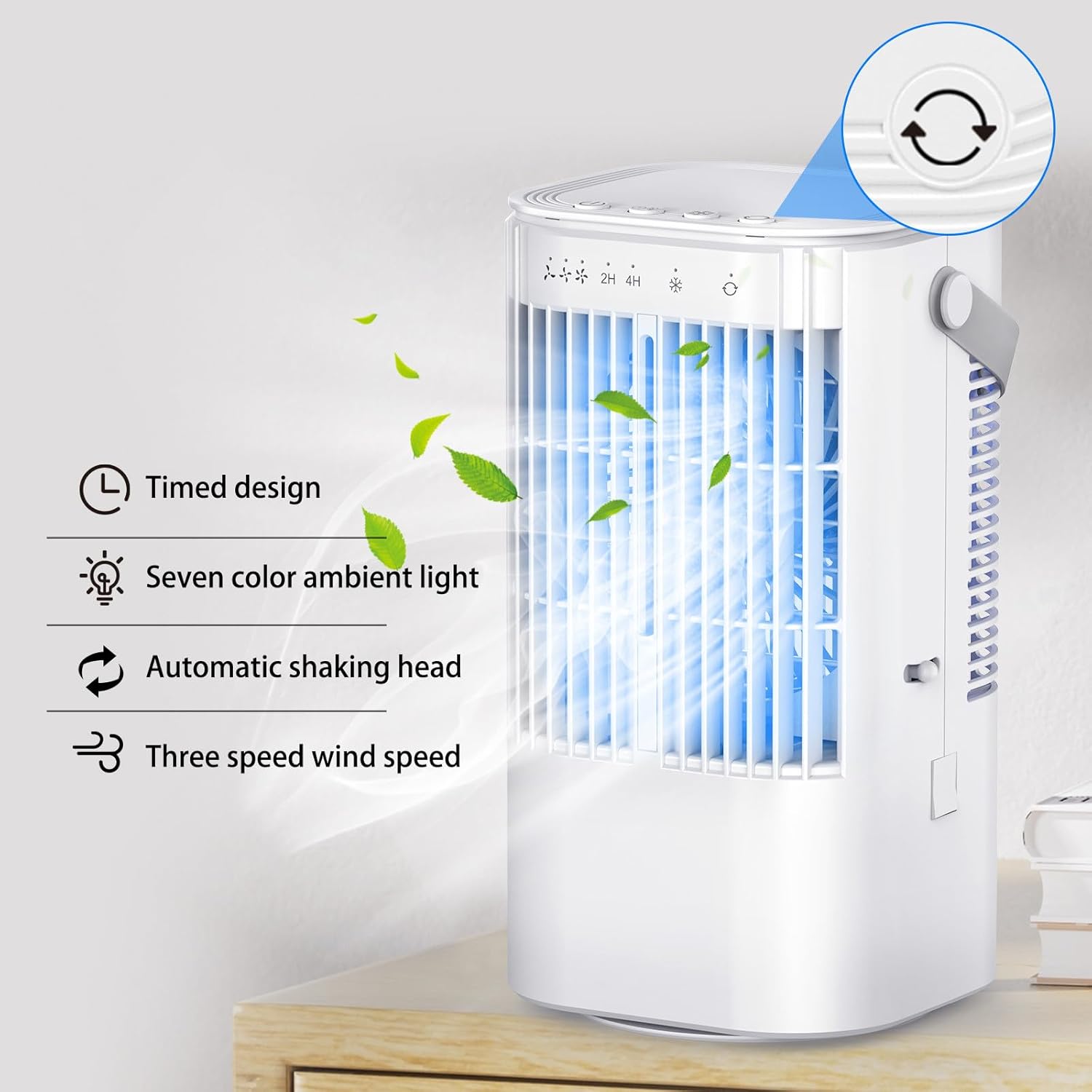 HELLORSO Mini Air Conditioner, Portable Air Conditioners AC, 900mL Water Tank, Auto-off Timer, Plug In Use USB Interface, Evaporative Air Cooler With 3Speeds, Desktop Fan For HomeOutdoors (White-1pc)