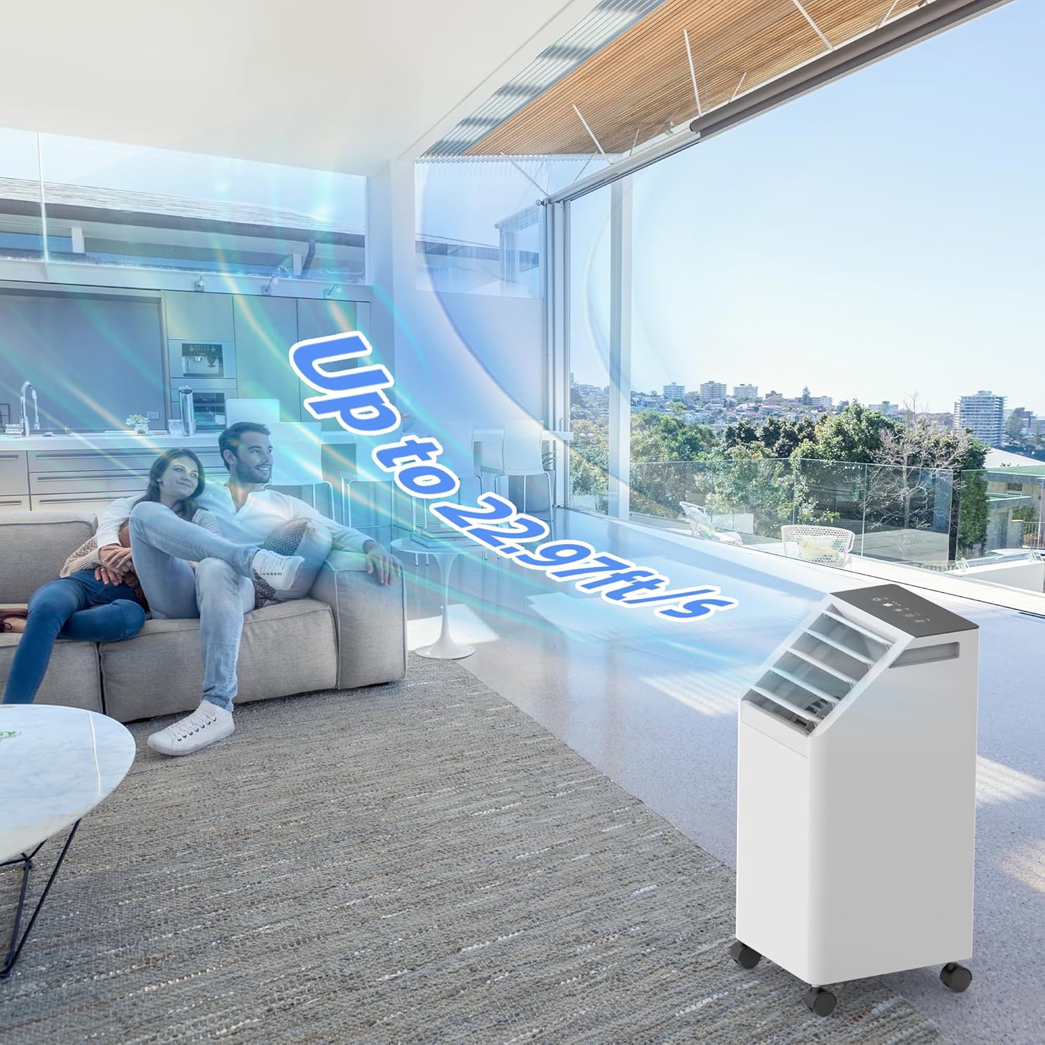 3-IN-1 Windowless Portable Air Conditioner, Evaporative Air Cooler with 90° Oscillation, 3 Speeds, Remote, 1 Gal Water Tank, 4 Ice Packs, Timer, Fast Cooling Fan for Indoor Bedroom Office