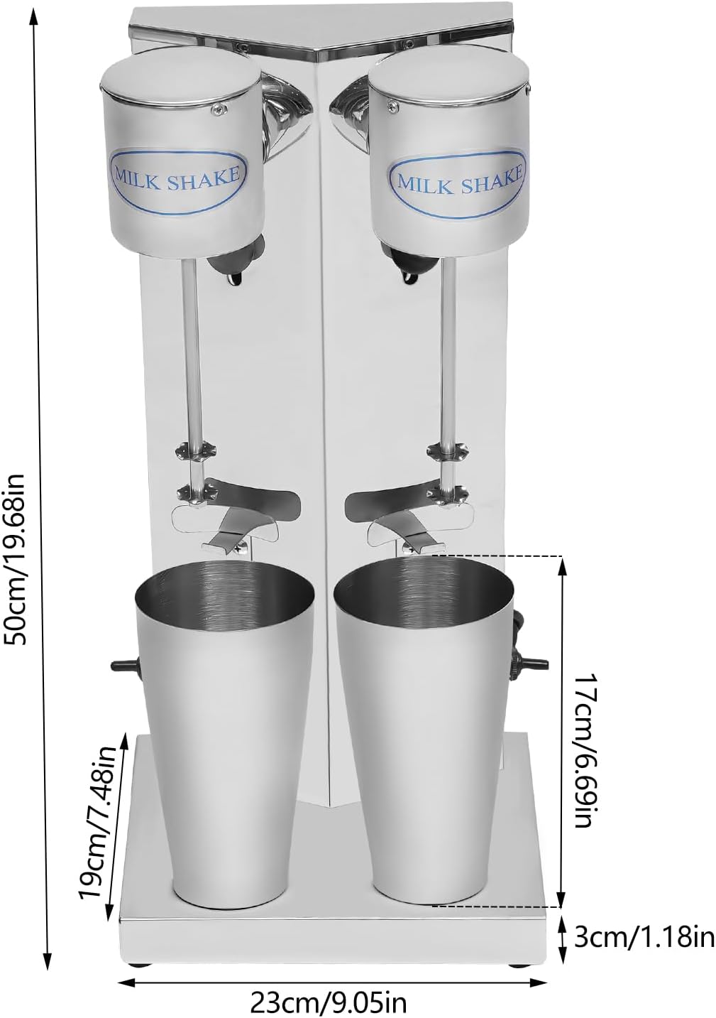 Milkshake Machine, 180W 110V Double Head Commercial Milkshake Maker Stainless Steel Electric Drink Mixer 14000RPM Smoothie Milk Ice Cream Blender Adjustable Speed Malt Maker Machine