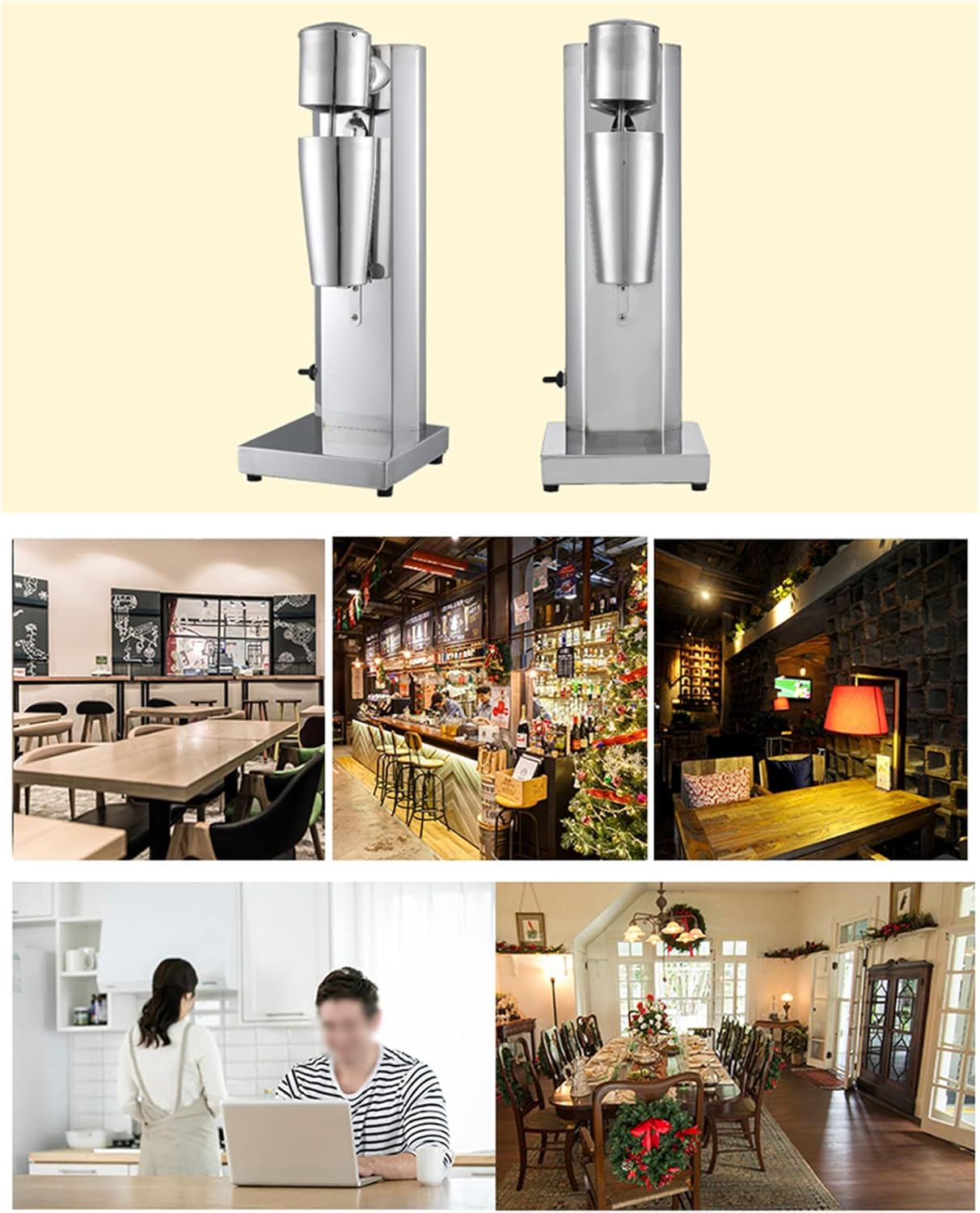 Commercial Electric Stainless Steel Milk Shake Machine,Single Heads Smoothie Malt Blender,Rotating Speed 18000 RPM,w/800ml Stainless Steel Cup