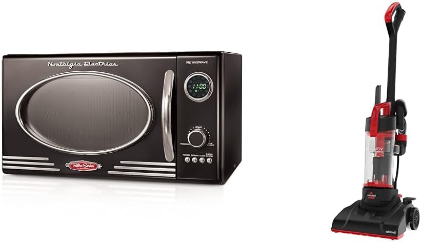 Nostalgia Retro Countertop Microwave Oven - Large 800-Watt - 0.9 cu ft & BISSELL CleanView Compact Upright Vacuum, Fits In Dorm Rooms & Apartments