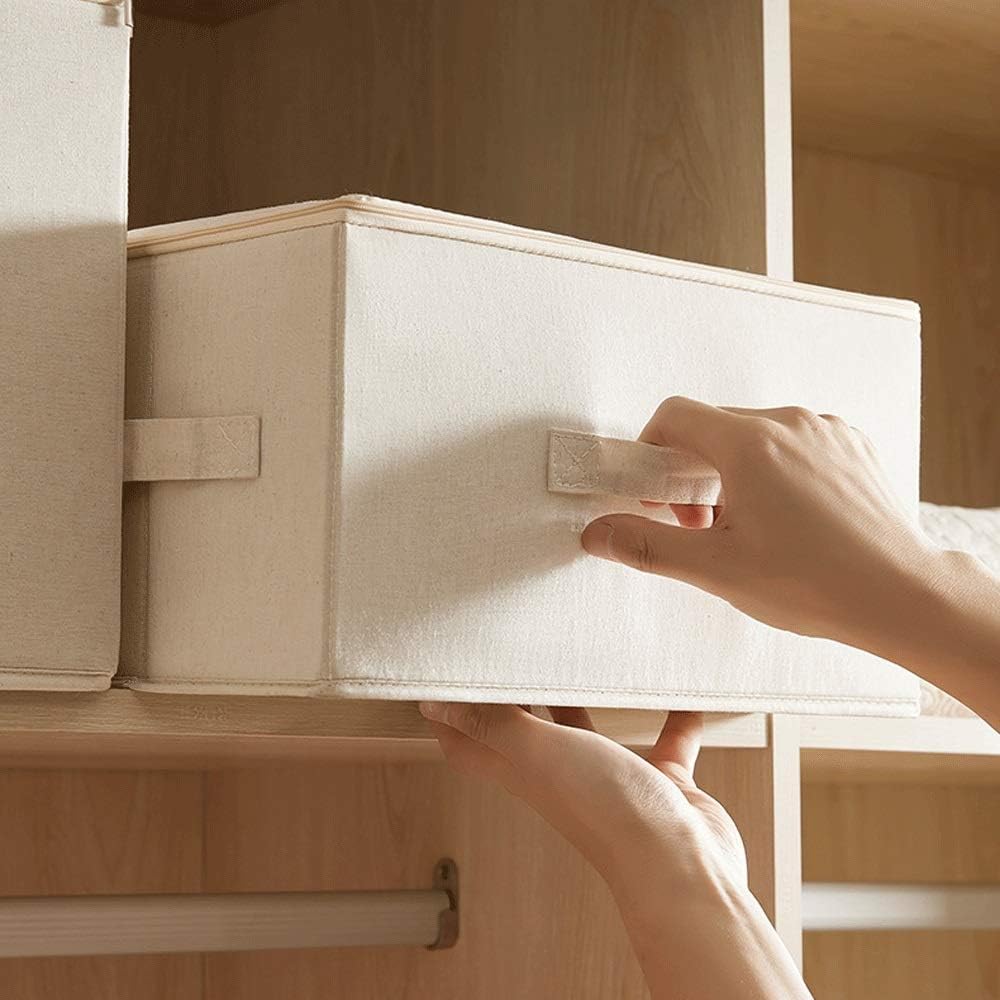 INLIMA Appliance Shelf for Kitchen Large Storage Basket Bin Set [1-Pack] Storage Cube Box Foldable Canvas Fabric Collapsible Organizer With Handles For Home Office Closet（colour：white） (Size : Small