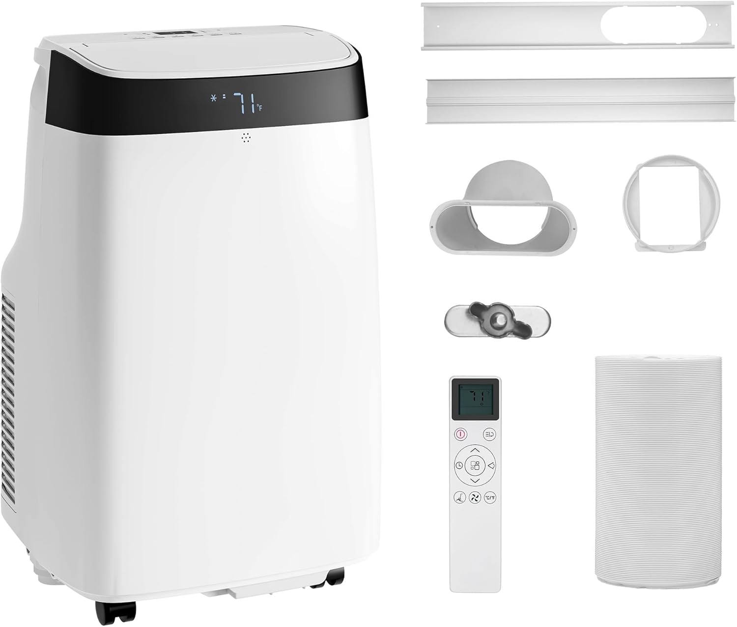 Portable Air Conditioner, 10,000 BTU Mobile Air Conditioner 3-in-1 Cooling, Dehumidifier & Fan, Portable a/c Unit Remote Up to 500 Sq, Sleep Mode & Timer for Indoor Bedroom,White