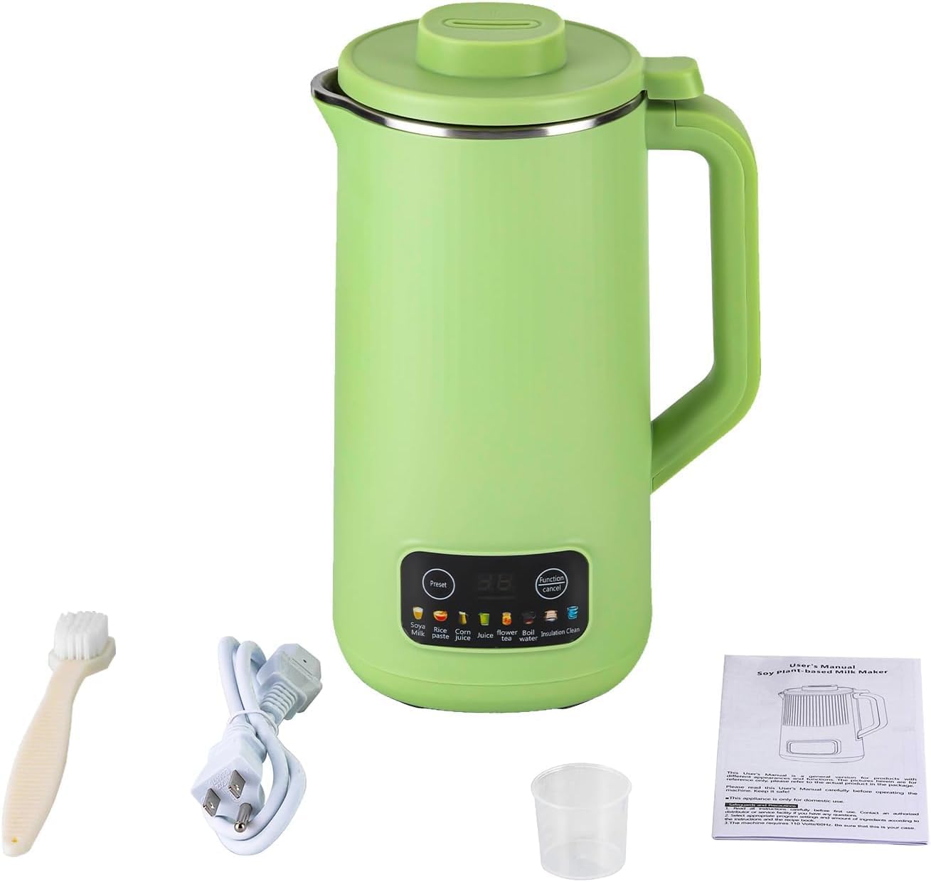 600W 800ml Household Soy Milk Machine Automatic Touch Screen Food Supplement Cooking Mixer Green