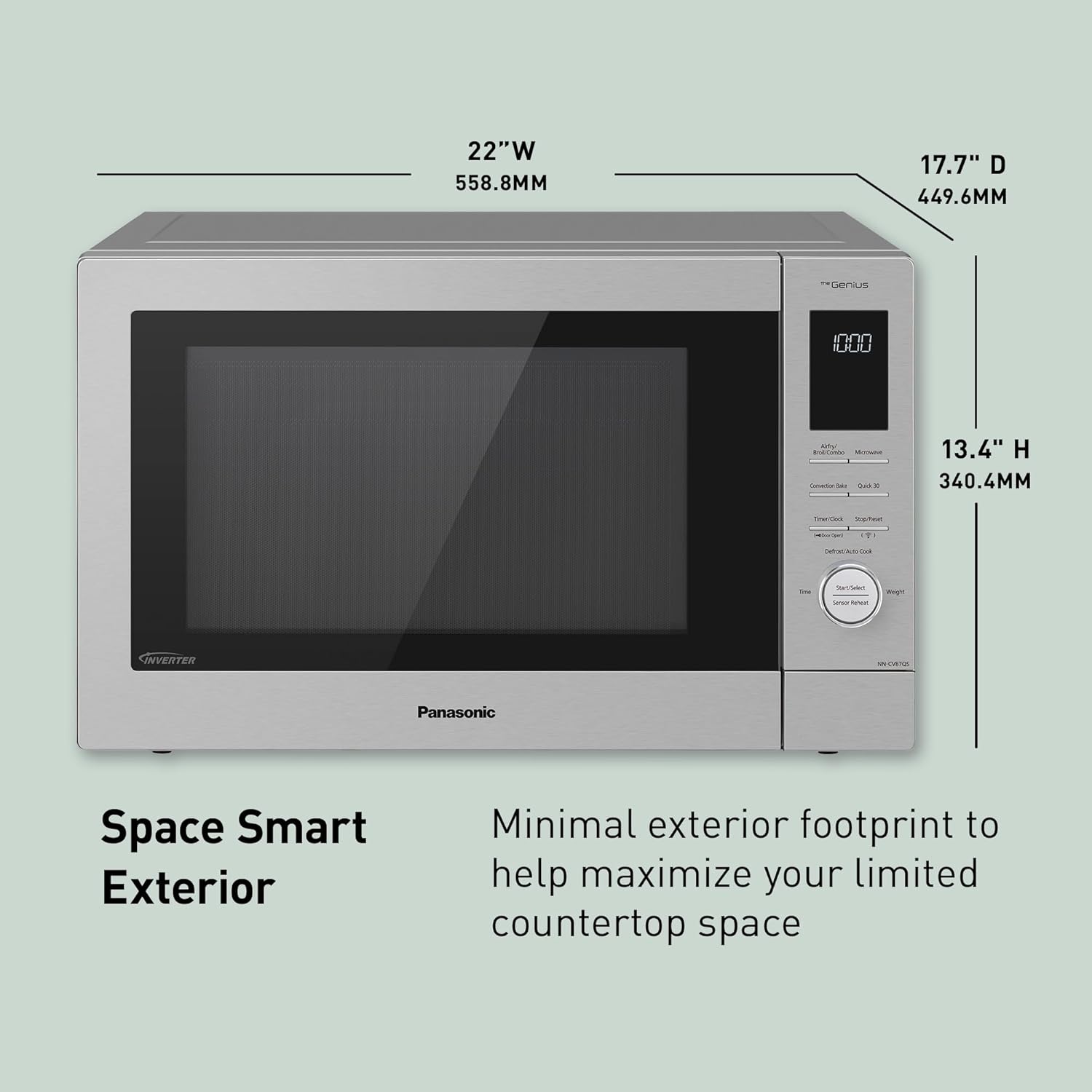 Panasonic HomeChef Connect Microwave Oven, Smart Multi Oven, Connected App for Automated Meal Prep, 4 Cooking Modes, Air Fryer, Convection Bake, FlashXpress Broiler, 1000W, 1.2 cu. Ft. - NN-CV87QS