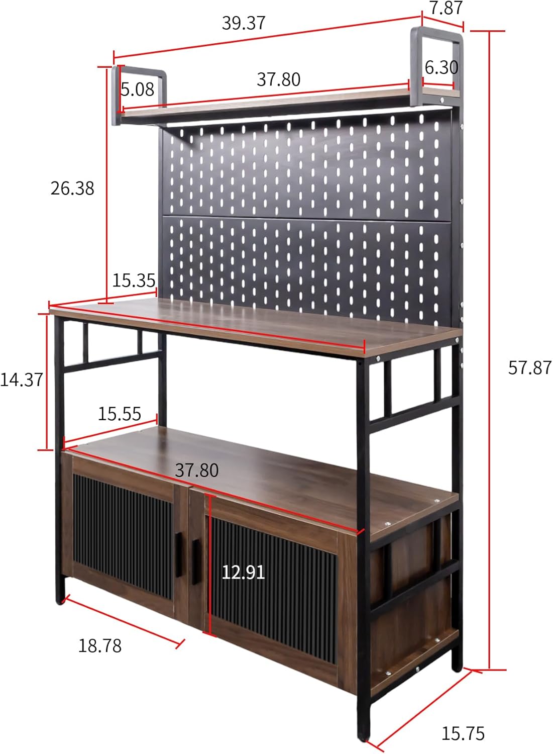 Kitchen Bakers Rack with Door, Microwave Oven Stand, Utility Storage Shelf, Durable Kitchen Organizer for Small Spaces