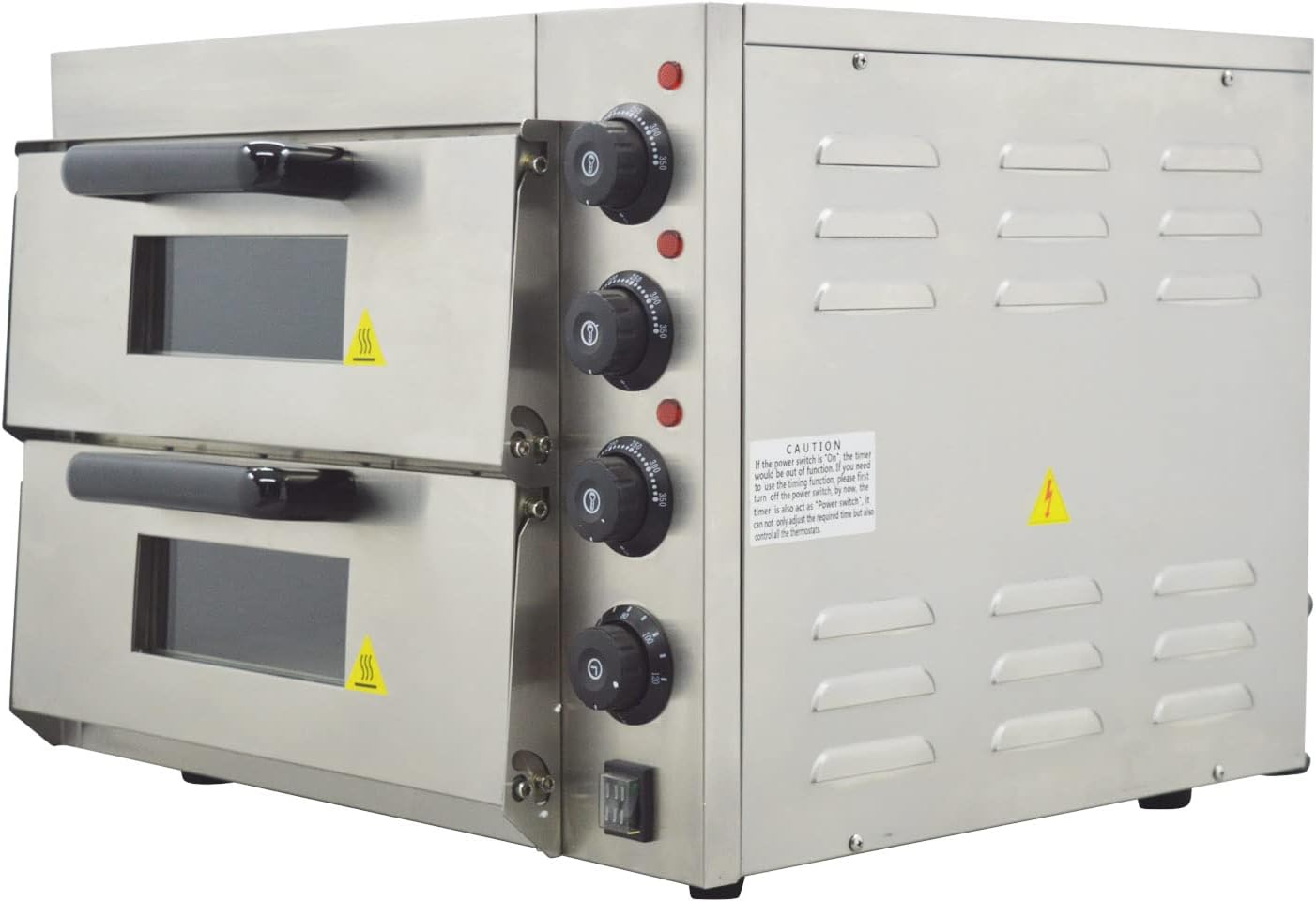 TECHTONGDA Commercial Pizza Oven Convection Oven with Pizza Stone 3KW Double-deck Electric Commercial Pizza Oven Bread Machine with 3 Thermostats