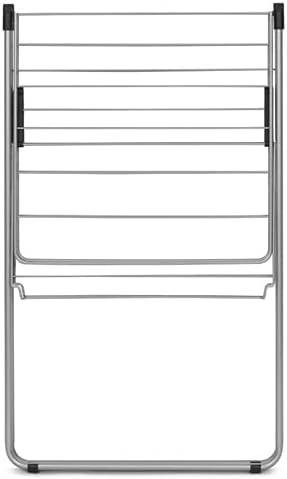 Brabantia HangOn Compact Laundry Drying Rack (49ft / Metallic Gray) Compact, Foldaway, Adjustable Indoor Stainless Steel Clothes Horse