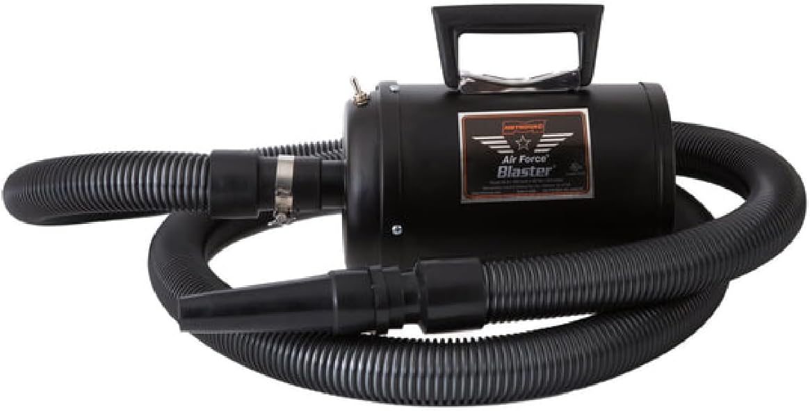 MetroVac Air Force Blaster B-3IND220: Electric car blower for detailing, removes dust, fibers, and debris from clothes, surfaces, or components. 220V