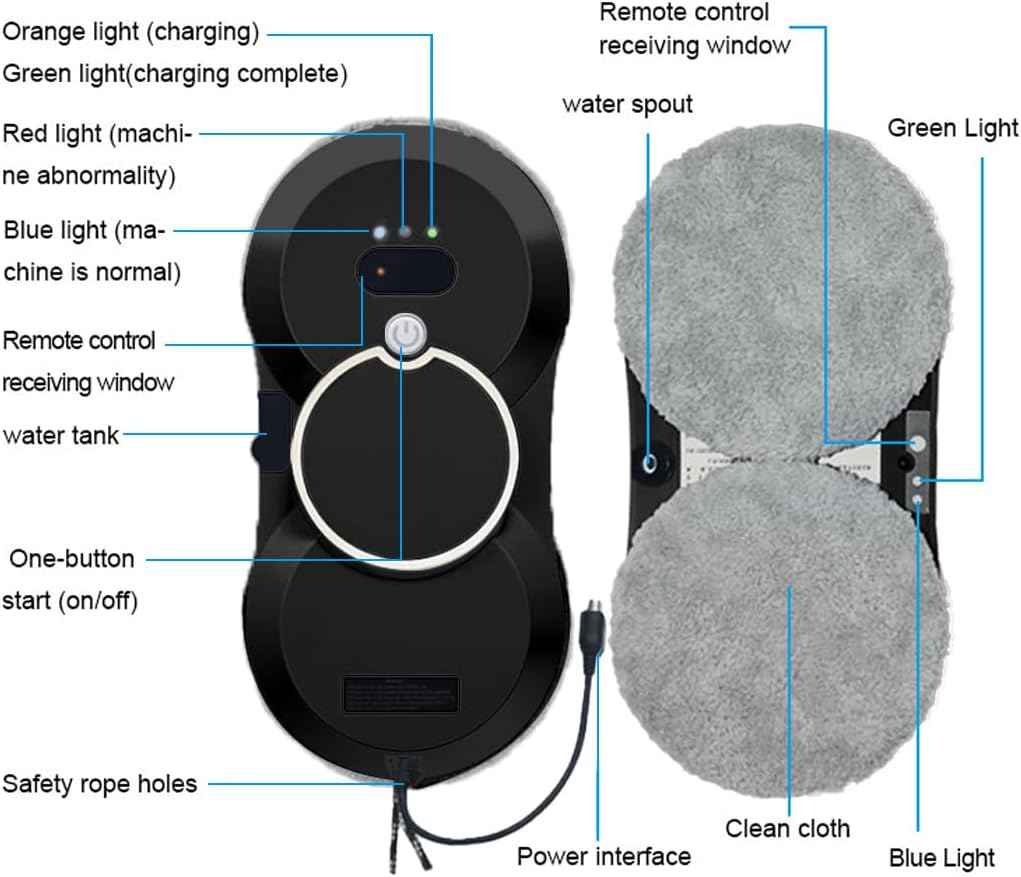 Window Cleaner Robot with Ultrasonic 5600PA Auto Water Glass Cleaning Automatic Smart Robot Cleaner,Window Vacuum Cleaner with Control Windows/Tiles/Class Door Indoor Outdoor