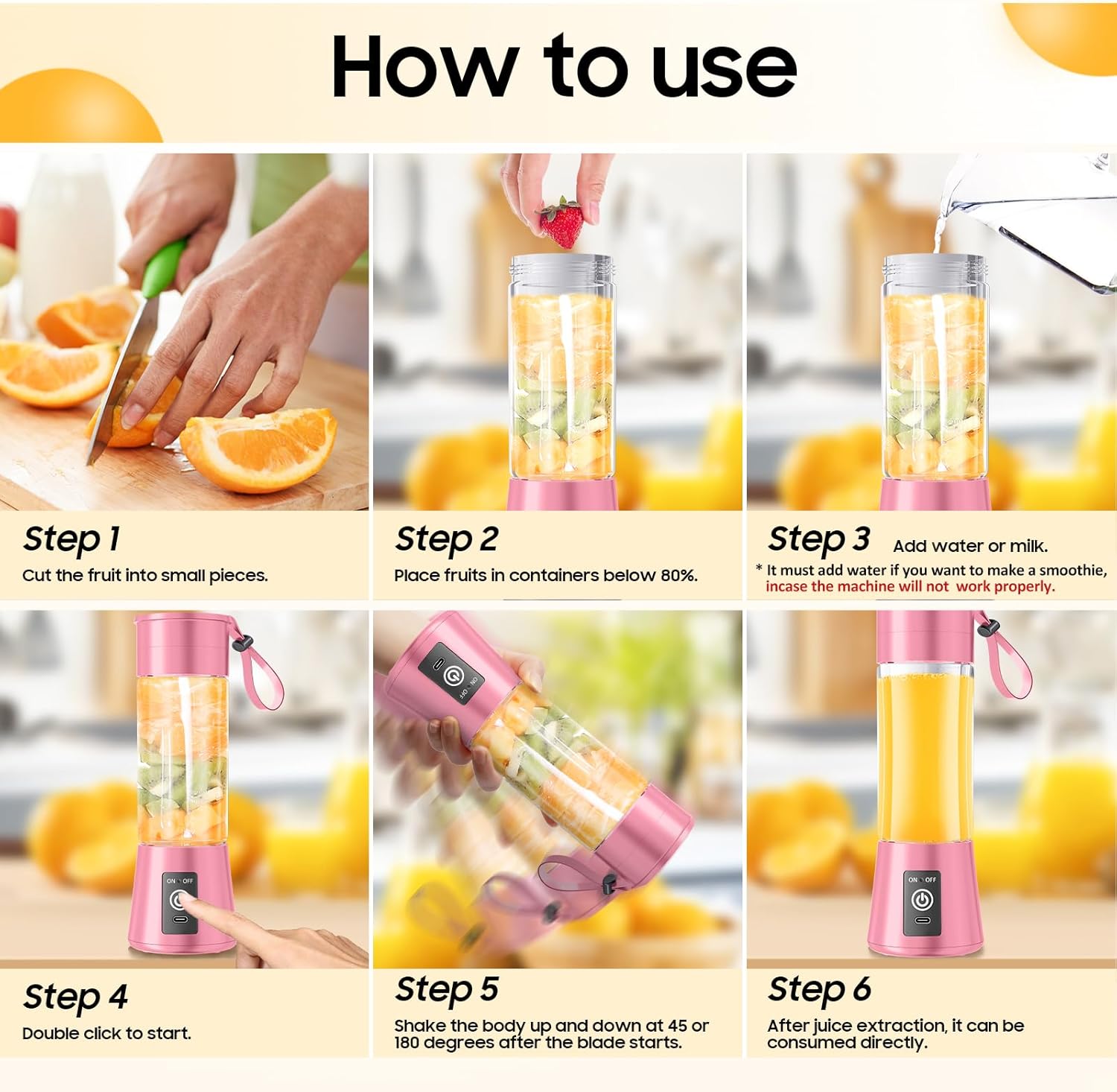 Personal Blender for Shakes and Smoothies - 2025 New Upgrade Cordless Portable Blender USB Rechargeable, 380Ml BAP Free Juice Cup, 6 Blades Freshly Squeezed for Picnic/Sports, 20000Rpm/Min Speed