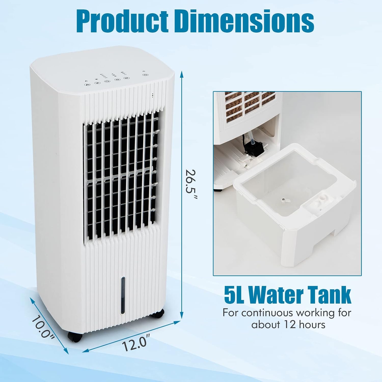 PETSITE Evaporative Air Cooler, 3-IN-1 Cooling Fan & Humidifier with Remote, 2 Ice Packs, 15H Timer, 1.3 Gal Water Tank, Personal Swamp Cooler for Bedroom with Cold Air
