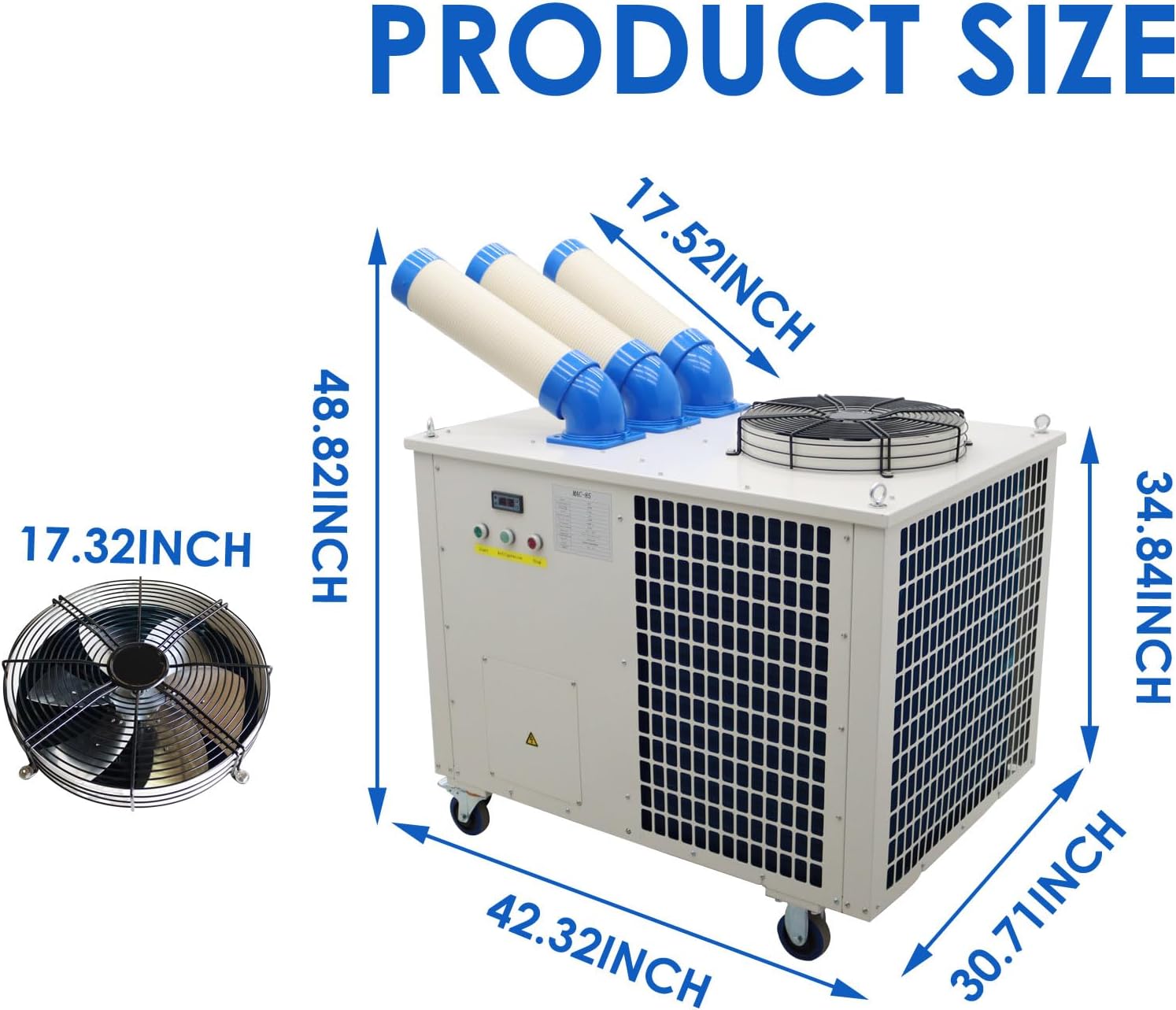 220V Commercial Portable Cooling Aircon 29,800 BTU Industrial Mobile Outdoor Spot Cooler Air Conditioner Three Columns 1550m³/h 3150W