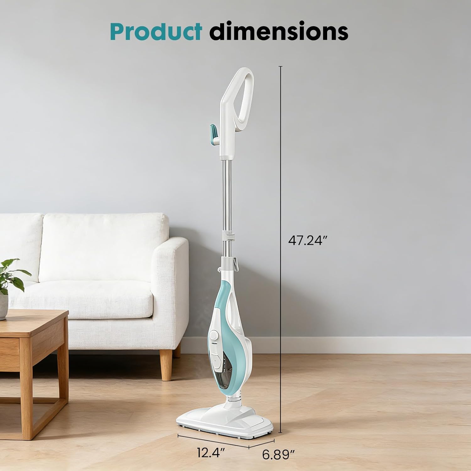 OLIXIS 10-in-1 Steam Mop, 1550W Detachable Handheld Steam Cleaner for Floor Cleaning, 16.4FT Cord, 2 Washable Pads, Multi-Purpose Floor Steamer for Hardwood, Carpet, Tile, Grout, Windows, White Green