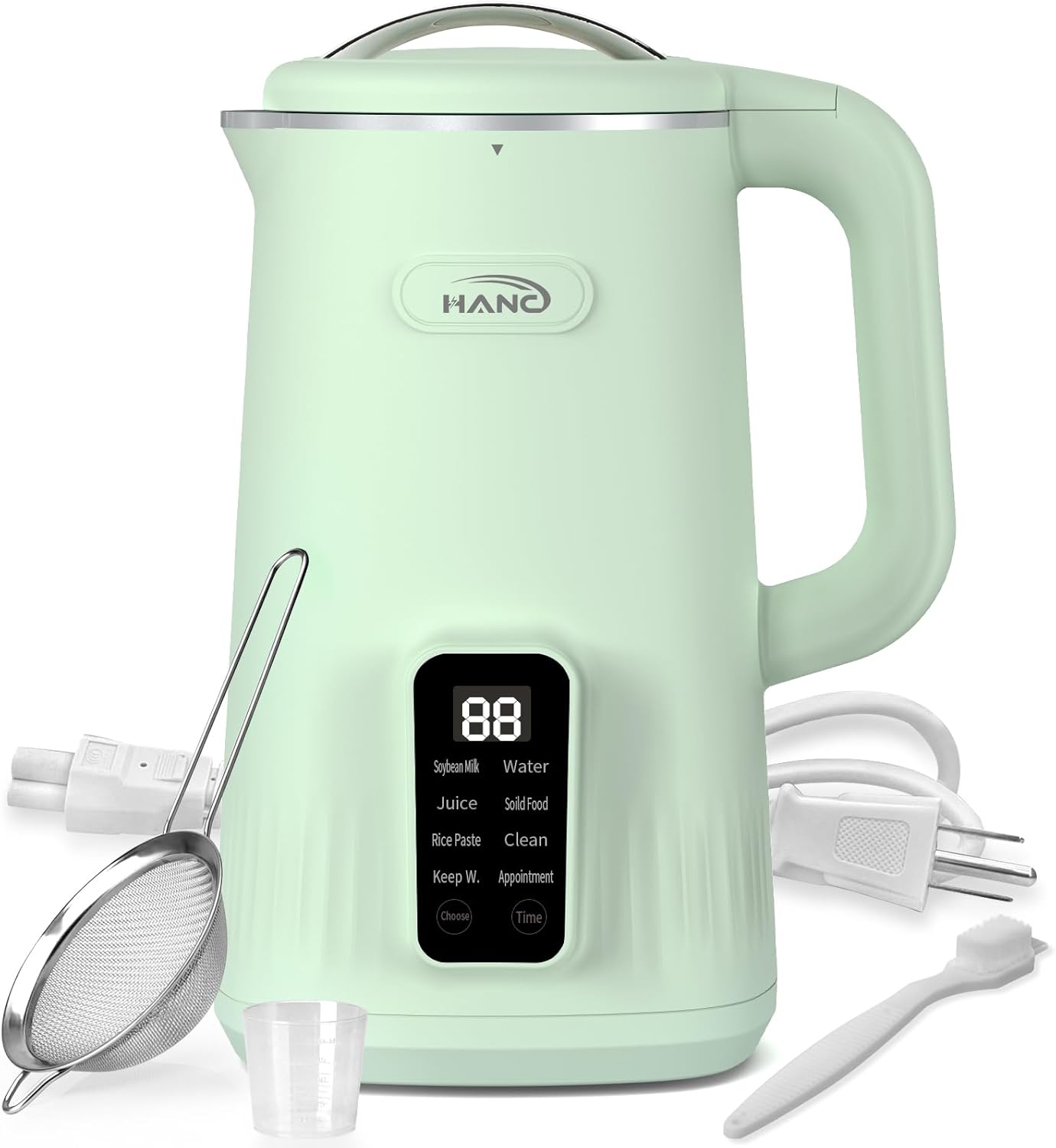 HANC Automatic 8-in-1 Nut Milk Maker Machine, 28oz Quiet Operation Soy Milk Maker, Homemade Almond, Coconut, Juice & Soup, Delay Start/Keep Warm/Self-Cleaning/Boil Water (Cyan)