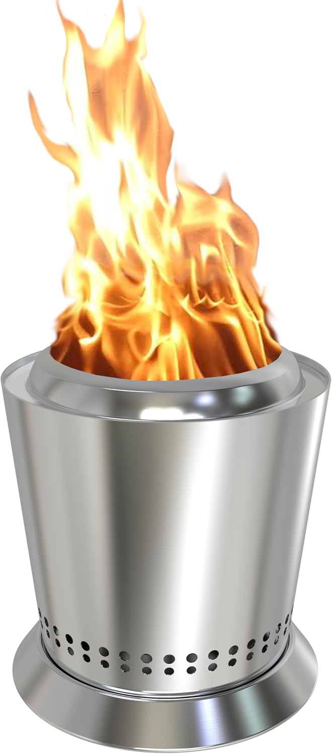 STANHERD Tabletop Fire Pit for Urban & Suburbs, Stainless Steel Mini Dual Fueled Camping Stove by Pellets or Wood for Outdoor & Patio, 9