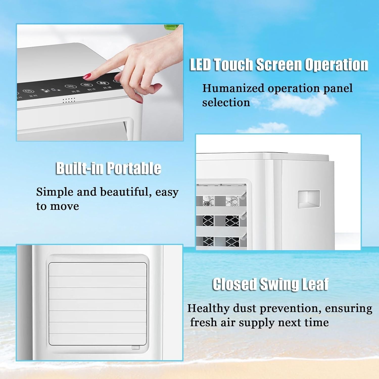 Portable 4-in-1 Air Conditioner with 3 Speeds & 4 Modes, 4L Water Tank, Remote Control, Evaporative Cooling Fan for Home, Office, Truck, RV (12V/220V)(12V/220V)