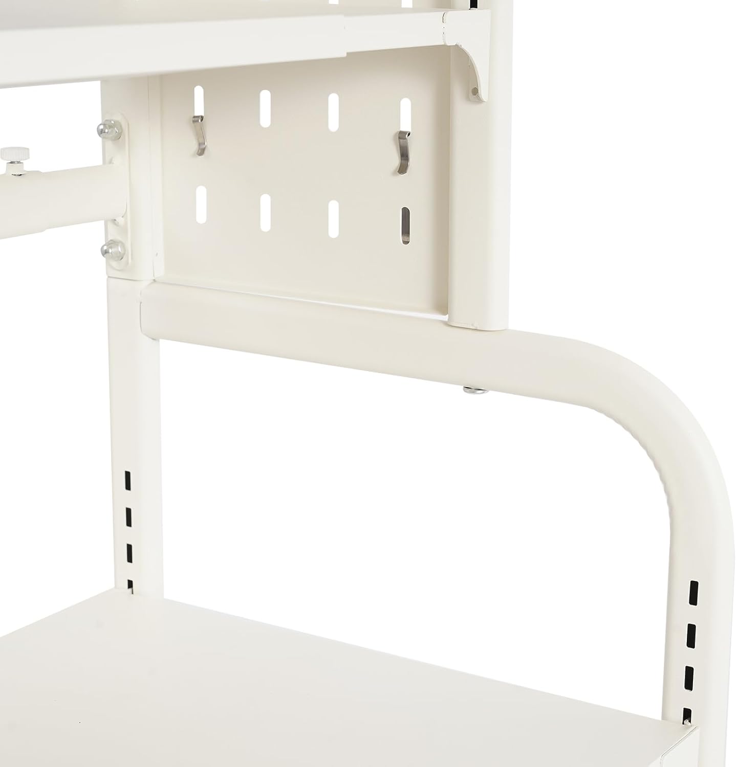 3 Tier Over The Washer and Dryer Storage Shelf, Height Adjustable Heavy Duty Laundry Room Organizer, Bathroom Storage Rack with Hook & Hanging Rod, Space Saving Standing Shelf (White)