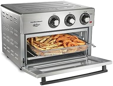 Hamilton Beach Toaster Oven Air Fryer Combo, Includes Bake, Broil, and Toast, Fits 12” Pizza, 1800 Watts, 6 Cooking Modes, Stainless Steel