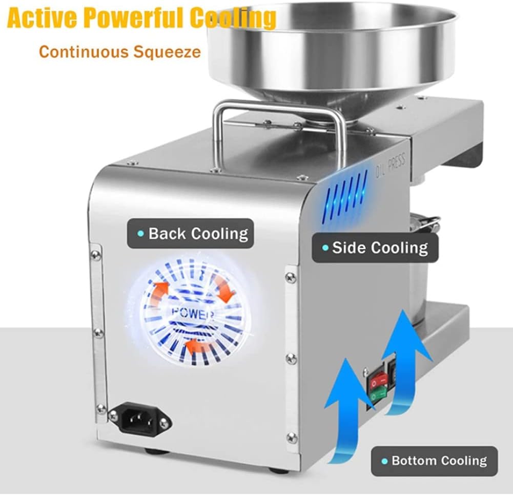 Household Oil Press, Smart Stainless Steel Kitchen Appliances, Small Commercial Oil Press Dual Temperature Control Heating System, Pure Copper AC Brushless Motor