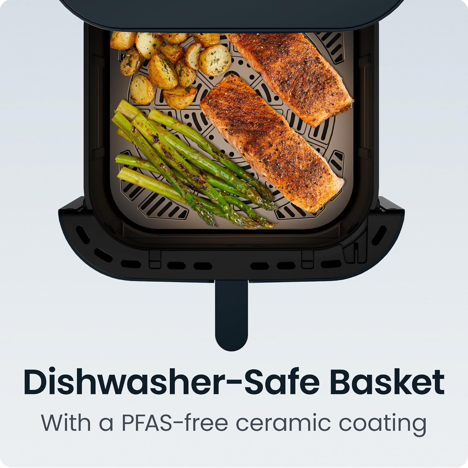 Chefman Crispinator Air Fryer 6-in-1 with 8 Qt capacity, 450°F Max Temp with TurboFry Pro Technology for Fast and Even Results, Viewing Window, Nonstick Ceramic Basket