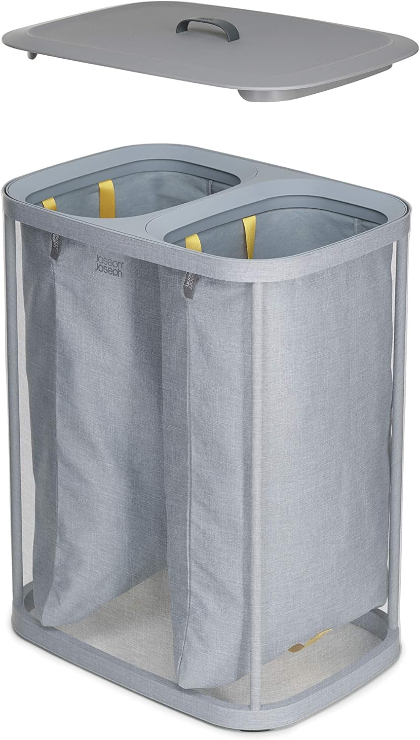 Joseph Joseph Tota 90 liter/23.8 gallon Laundry Hamper Separation Basket with lid, 2 Removable Washing Bags with Handles - Gray