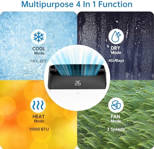 12000 BTU Portable Air Conditioner - Cooler Dual Hose Inverter,Heater,Dehumidifier & Fan w Remote Control,Floor AC Unit Sleep Mode 42db,24H Timer,Cool Room up to 750 Sq Ft w Window Kit