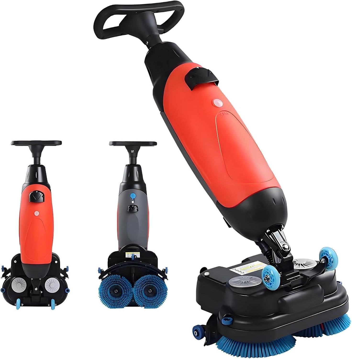 Floor Scrubber Commercial Scrubber with 4L+6L Separate Tanks,Cordless Floor Scrubber with 18” Power Mop Brushes 36V/ 10.5 Ah Battery Powered Red