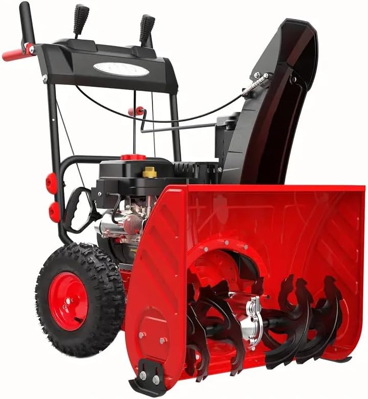 PowerSmart Gas Snow Blower, 24 in. Clearing Width, 20 in. Clearing Height, 13 in. Tire Size, LED Light, Electric Star, Ergonomic Handle, Snowblower for Driveway, Walkway Clearing