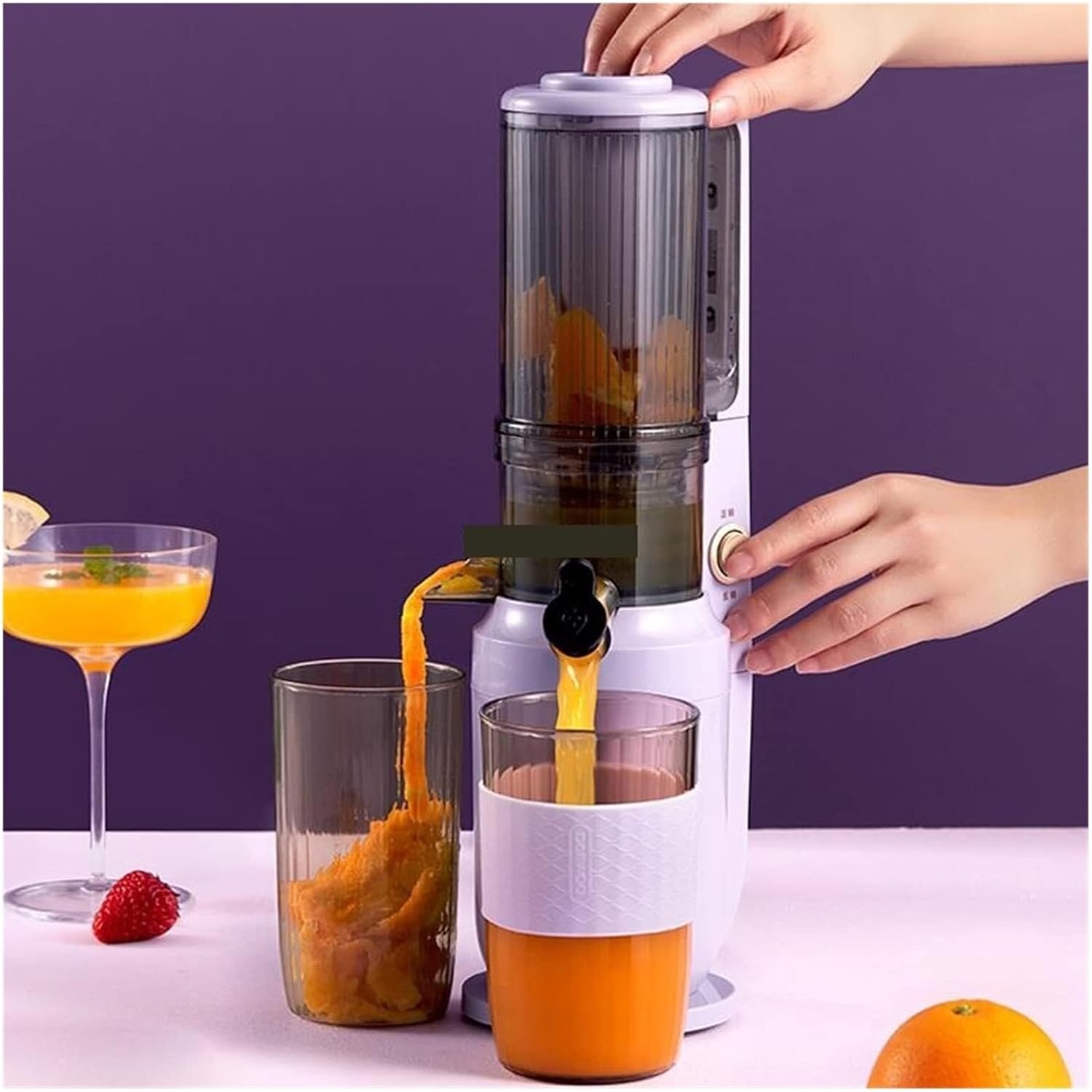 250W Electric Slow Juicer Portable Blender, Cold Press Screw Extractor, Filter-Free Fruit & Vegetable Juicer 220V