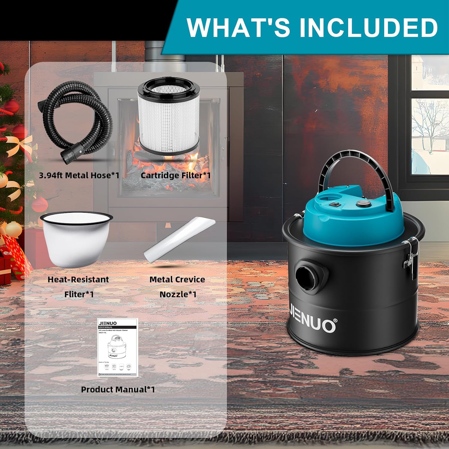 Cordless Ash Vacuum Cleaner Compatible with Makita 18V Battery, 4 Gallon Portable Ash Vac with Filter Clean, Blow Function for Pellet Stoves, Fireplaces, and BBQ Grills(Battery is not Included)