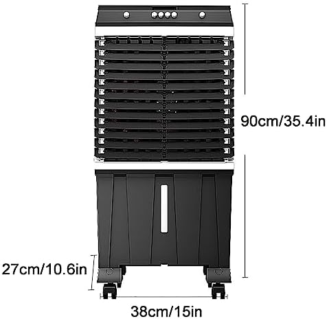 PINNKL Portable Evaporative Cooler, Air Cooler, 120°Oscillation Swamp Cooler, 4 Universal Wheel, 3 Wind Speeds for Outdoor Indoor Use