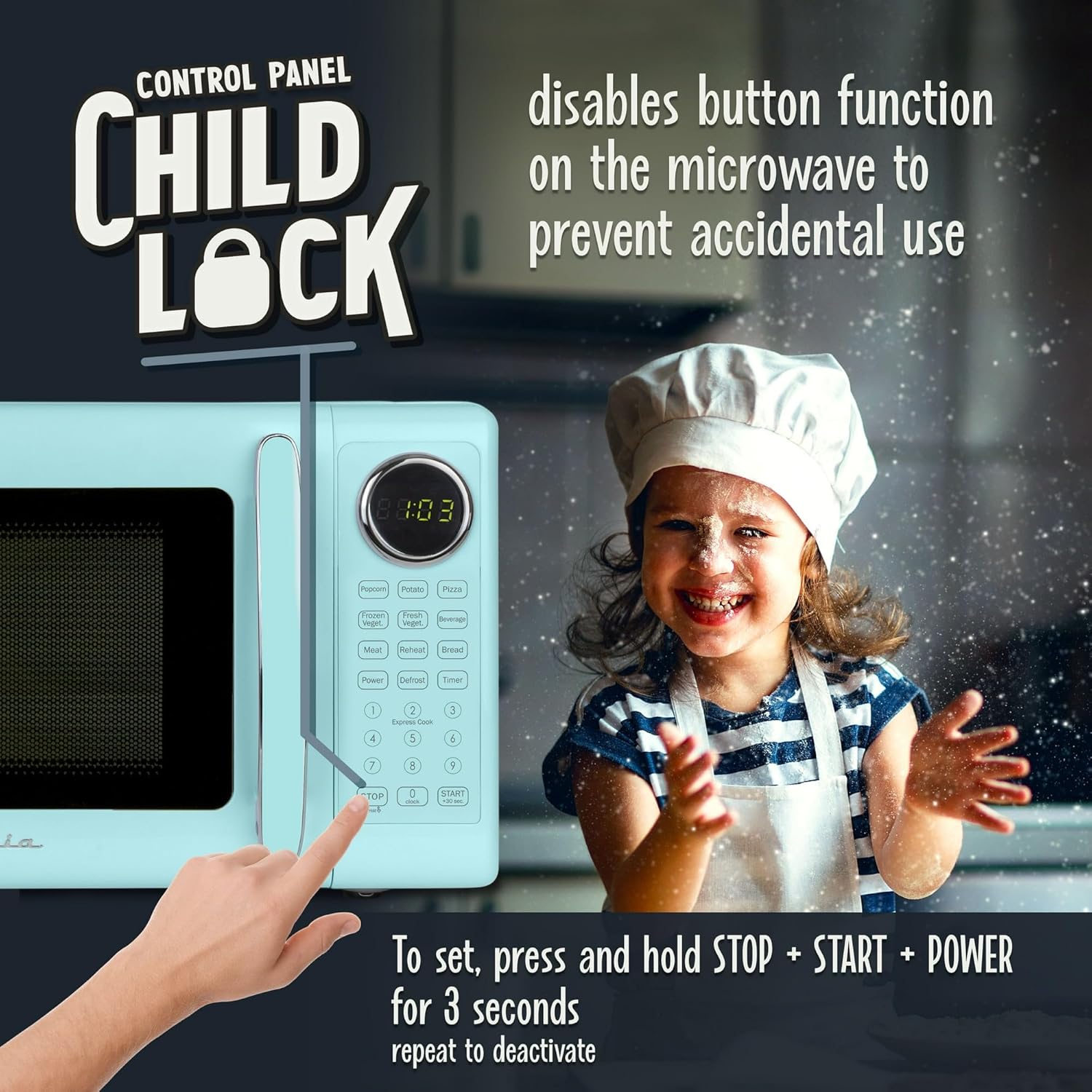 Retro 700W Microwave Oven – 0.7 Cu Ft Capacity – Aqua Color Design for Stylish Kitchens