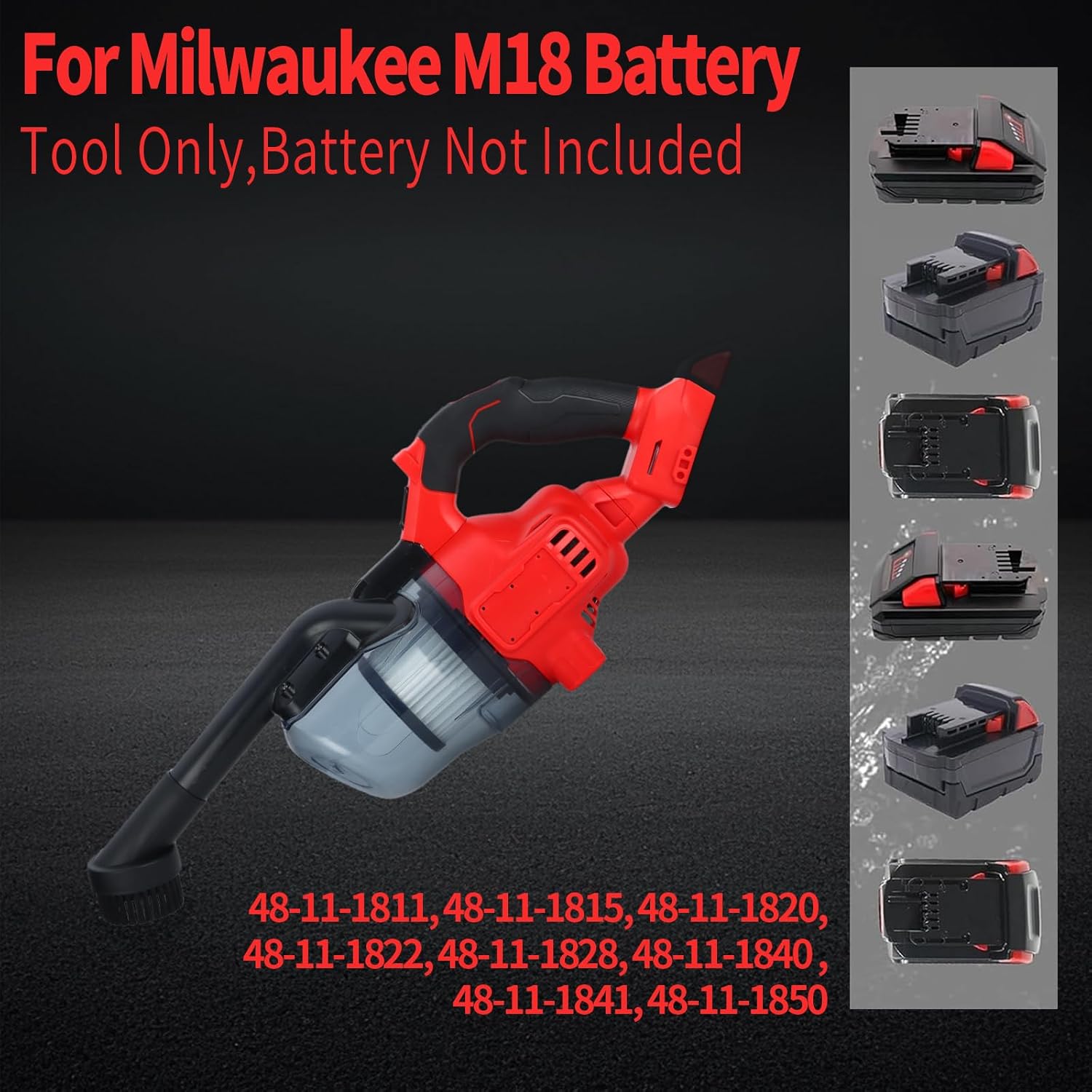 Cordless Vacuum Compatible with Milwaukee 18V Battery, Handheld Vacuum Cleaner ｗith 2 Washable HEPA Filters, Brushless Vacuum for Wood Floor, Carpet, Car Cleaning (Battery Not Included)