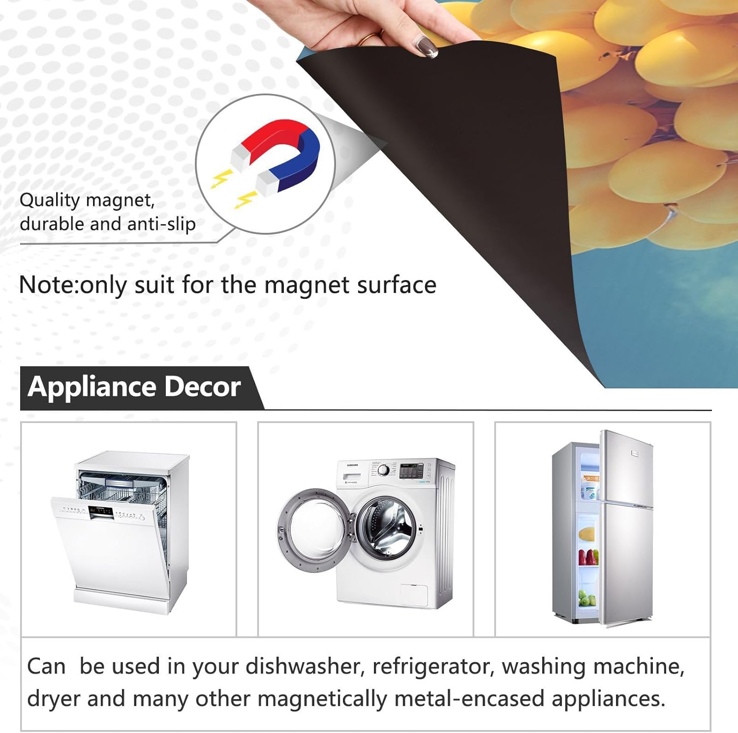 Dishwasher Magnet Cover Large Magnetic Stickers Yellow Balloon House Front Dishwasher Cover Reusable Decal for Home Kitchen Anti-Scratch Refrigerator Decorative Lid Washing Machine Laundry 23